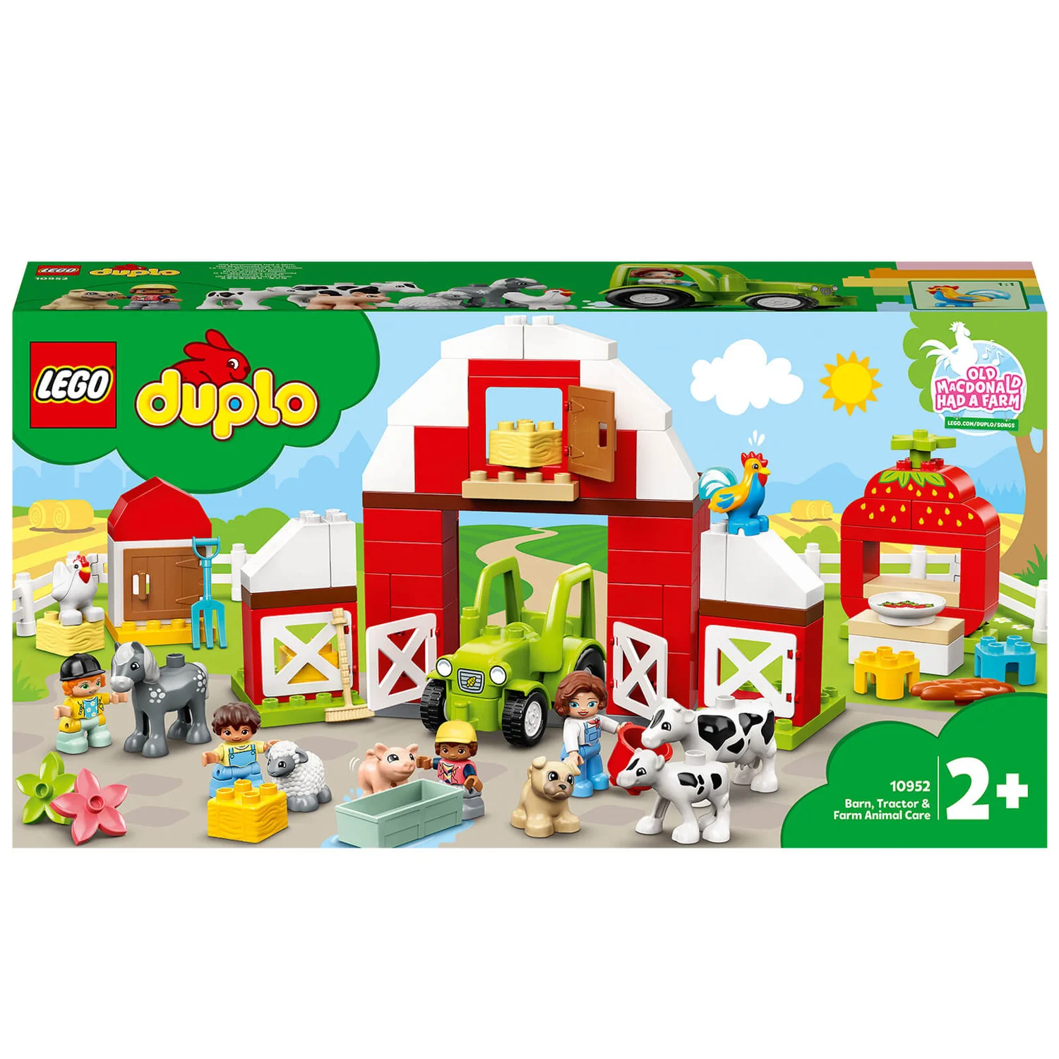 LEGO 10952 DUPLO Scheune, Traktor und Tierpflege, Spielzeug für Kleinkinder ab 2 Jahren mit Figuren: Pferd, Schwein und Kuh