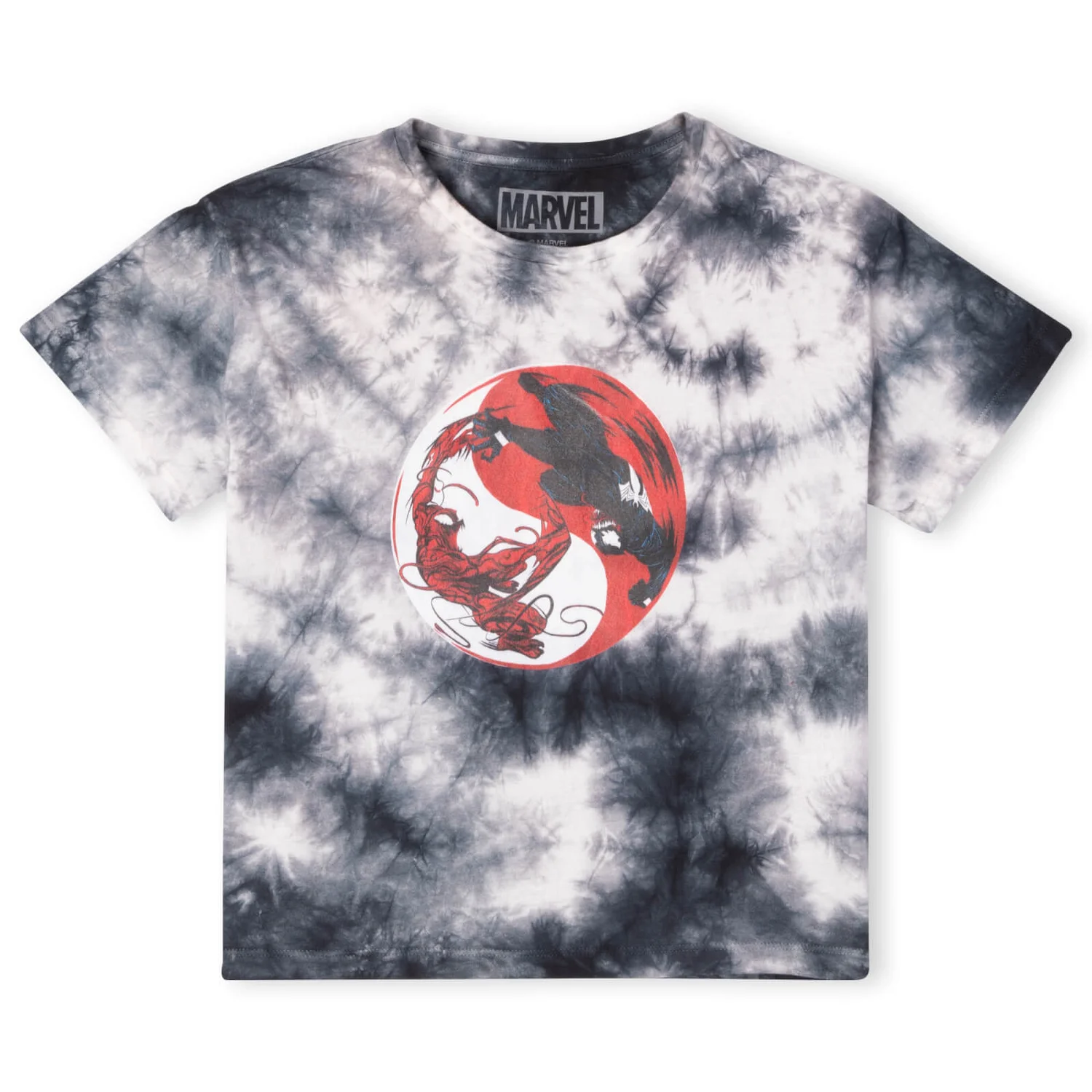 Venom Carnage Ying Yang Women's Cropped T-Shirt - Black Tie Die