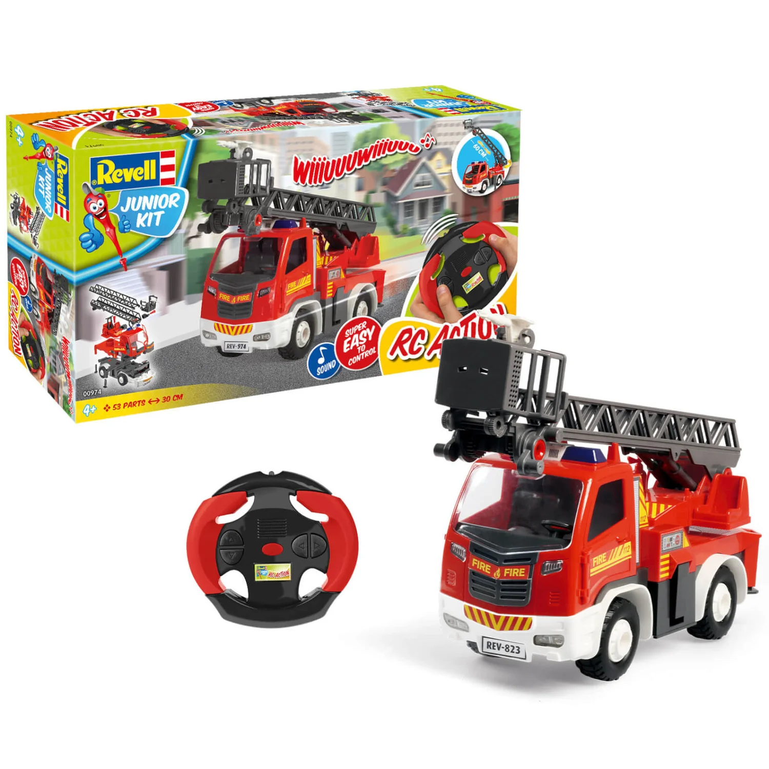 Junior Kit RC Turntable Ladder Fire Truck Model Kit (1:20 Scale)