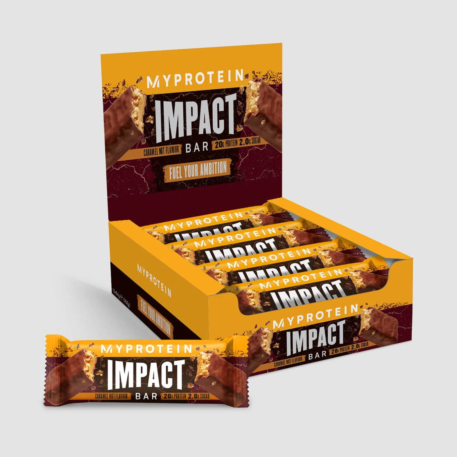 Barra de proteína Impact - 12Barras - Caramelo y nuez