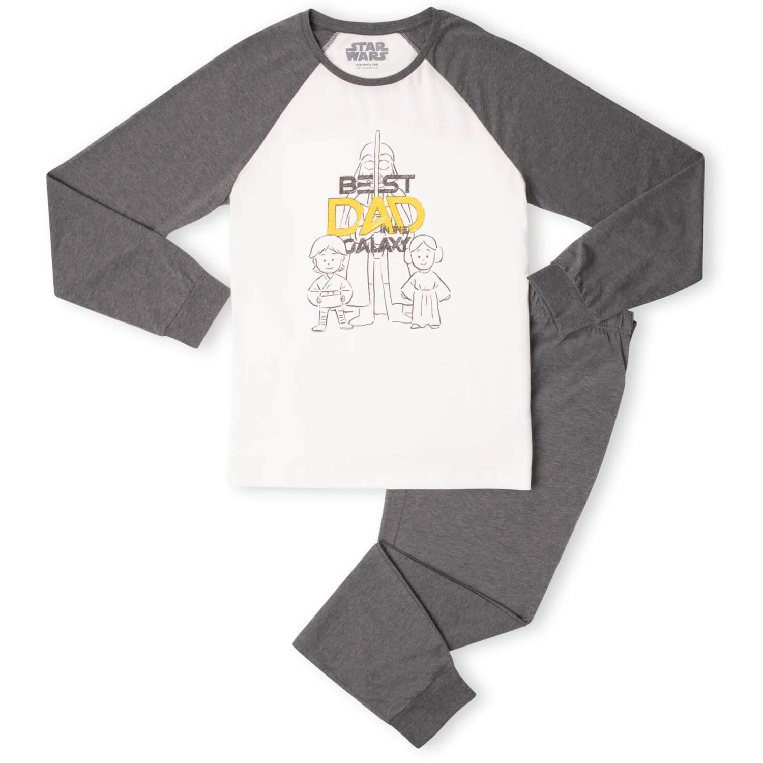 Best Dad In The Galaxy Men's Pyjama Set - White/Grey