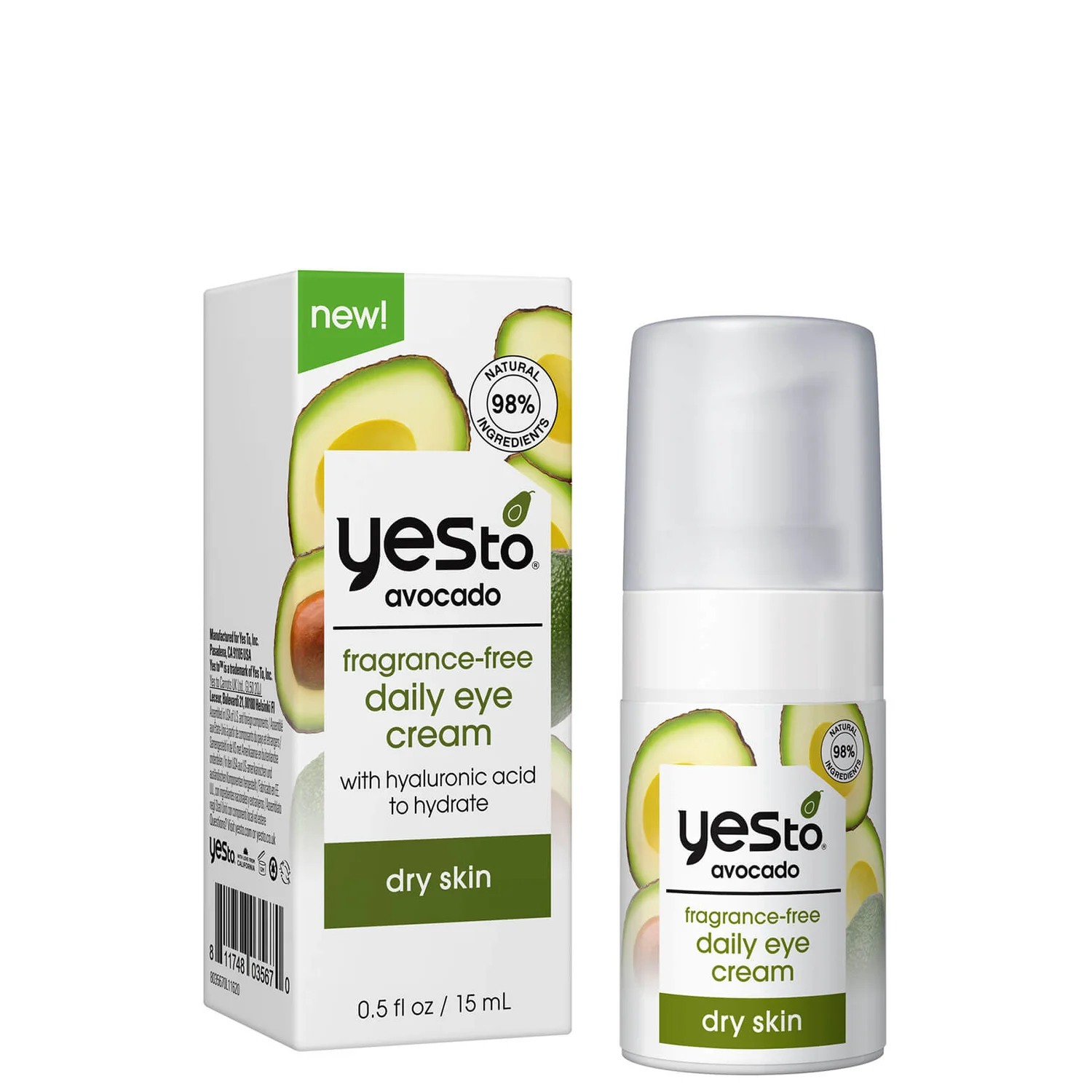 sim ao creme diário de olhos sem perfume de abacate 15ml