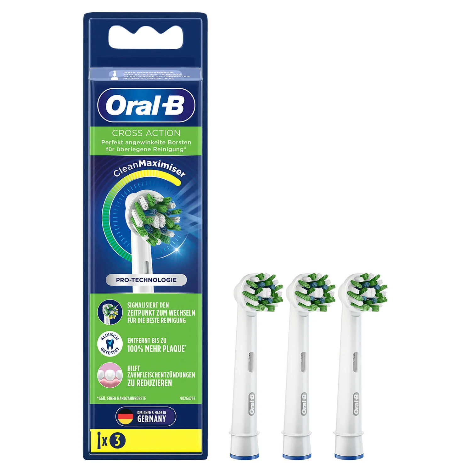 Oral-B CrossAction Aufsteckbürsten, weiß, 3 Stück