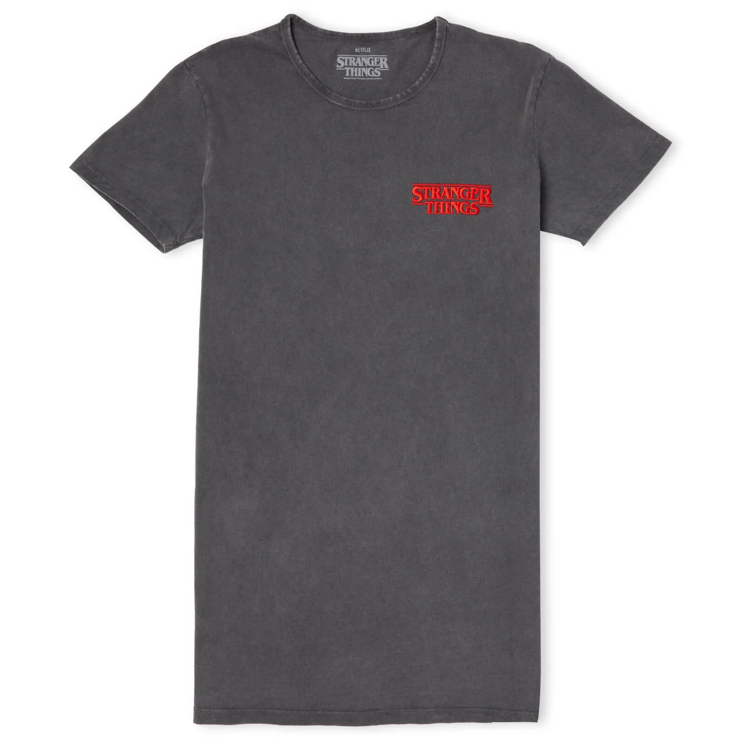 Stranger Things Logo Women's T-Shirt Dress - Black Acid Wash