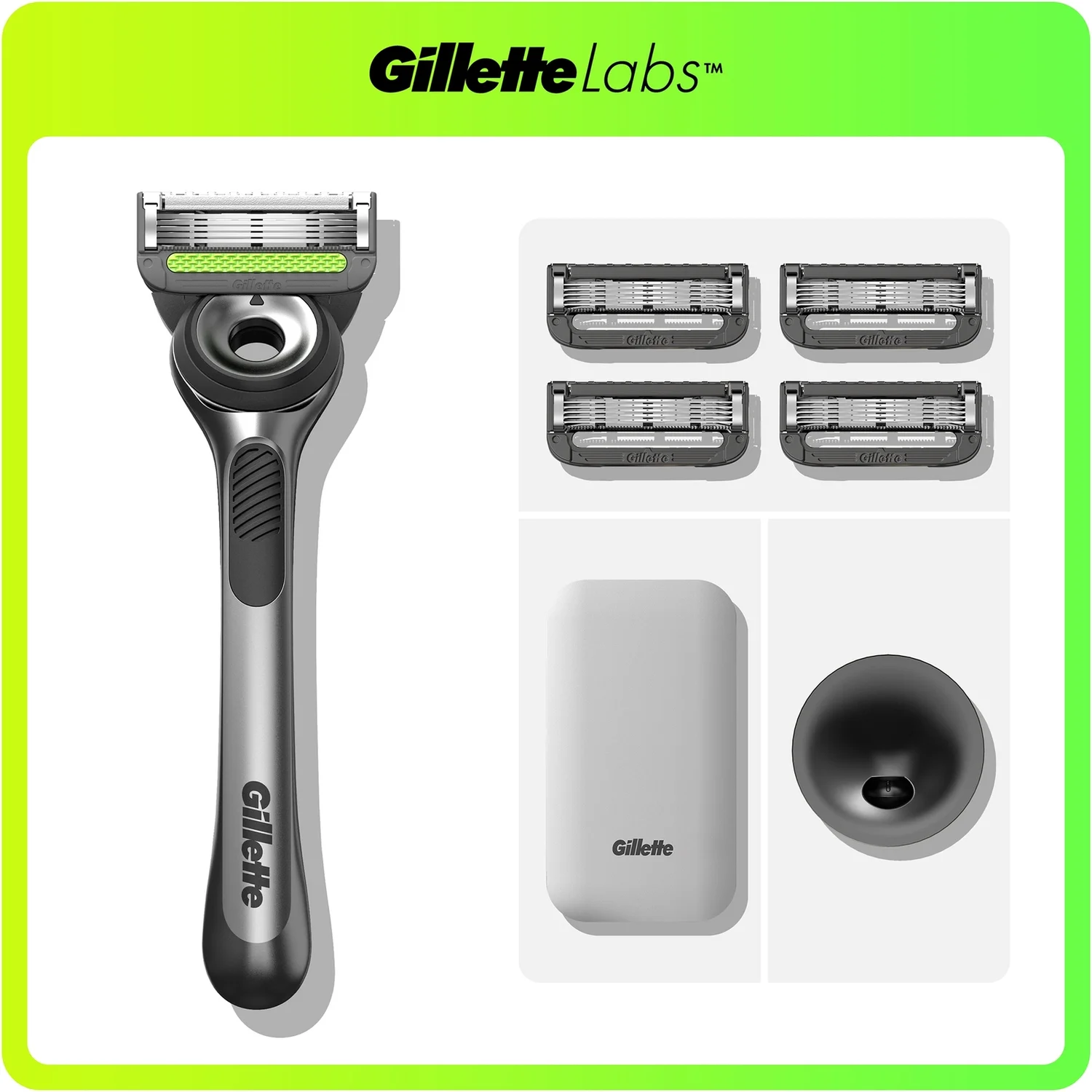 Gillette Labs Razor, Travel Case and 4 Blade Refills