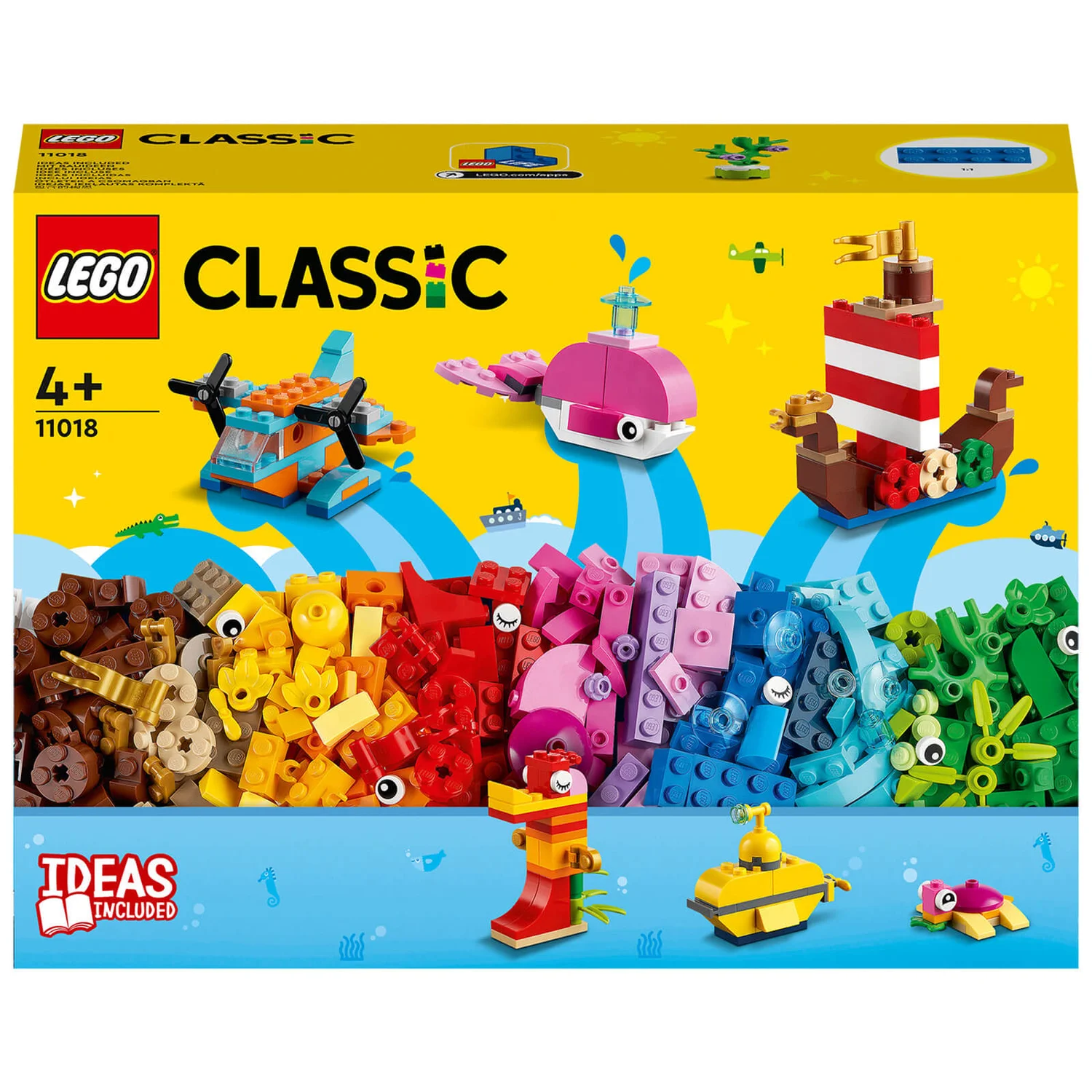 LEGO Classic: Kreativer Meeresspaß, Box mit Bausteinen für Kinder (11018)