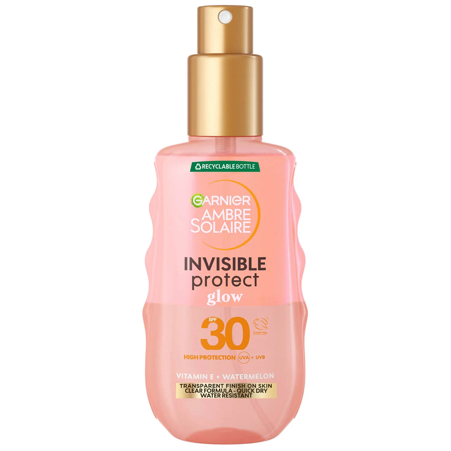 Garnier Ambre Solaire Invisible Protect Glow Transparent SPF30 Sun Cream Spray - Watermelon 150ml