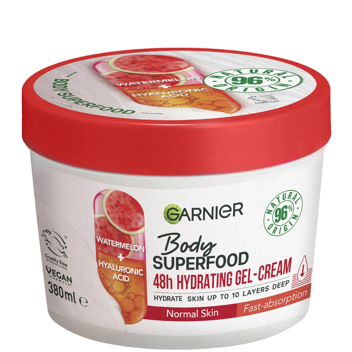 lookfantastic.com | Garnier Body Superfood Watermelon & Hyaluronic Acid Hydrating Gel-Cream for Body, 380ml