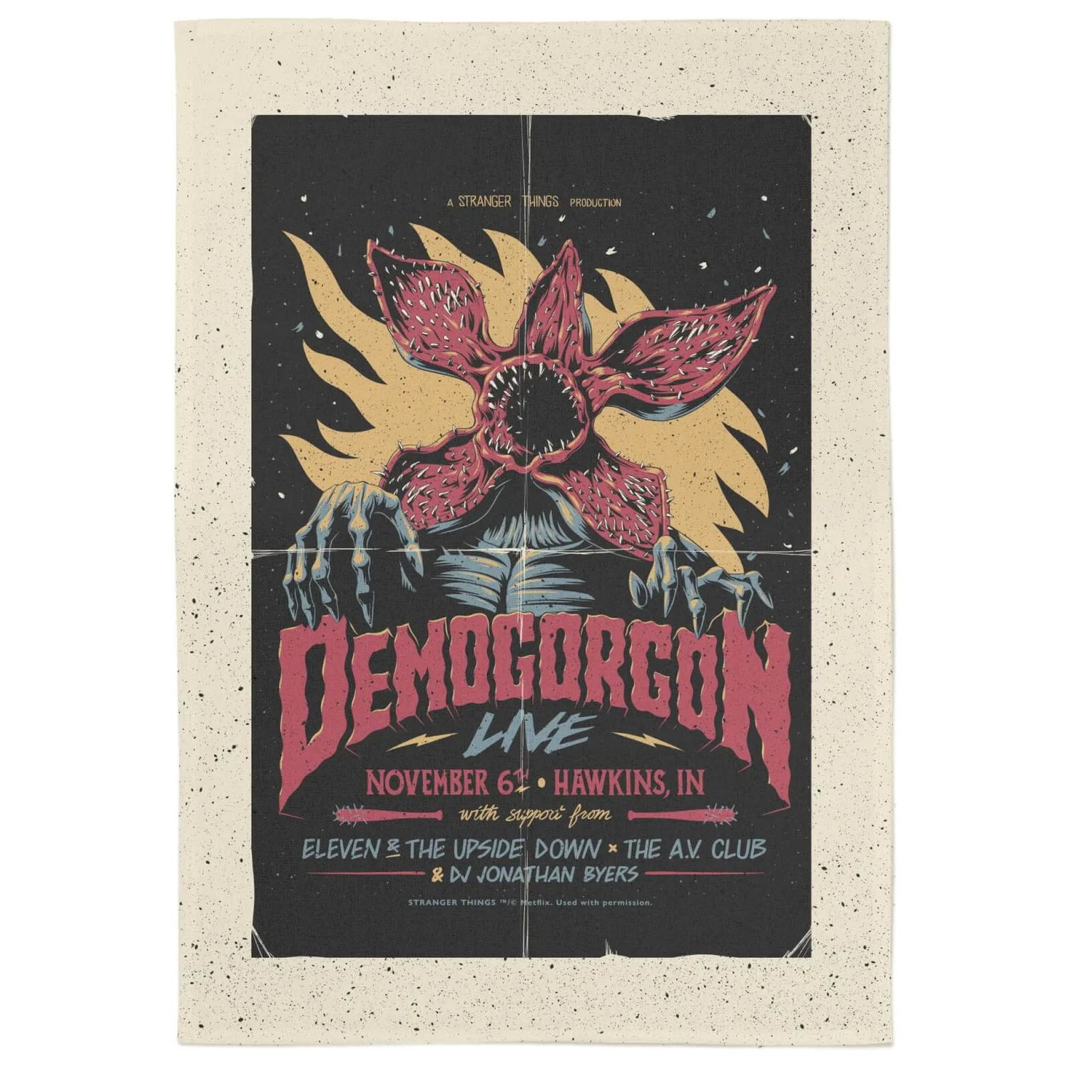 Stranger Things Demogorgon Live Tea Towel