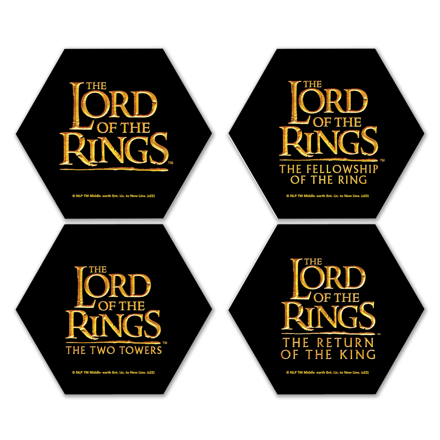 Lord Of The Rings LOTR Logos Hexagonal Coaster Set