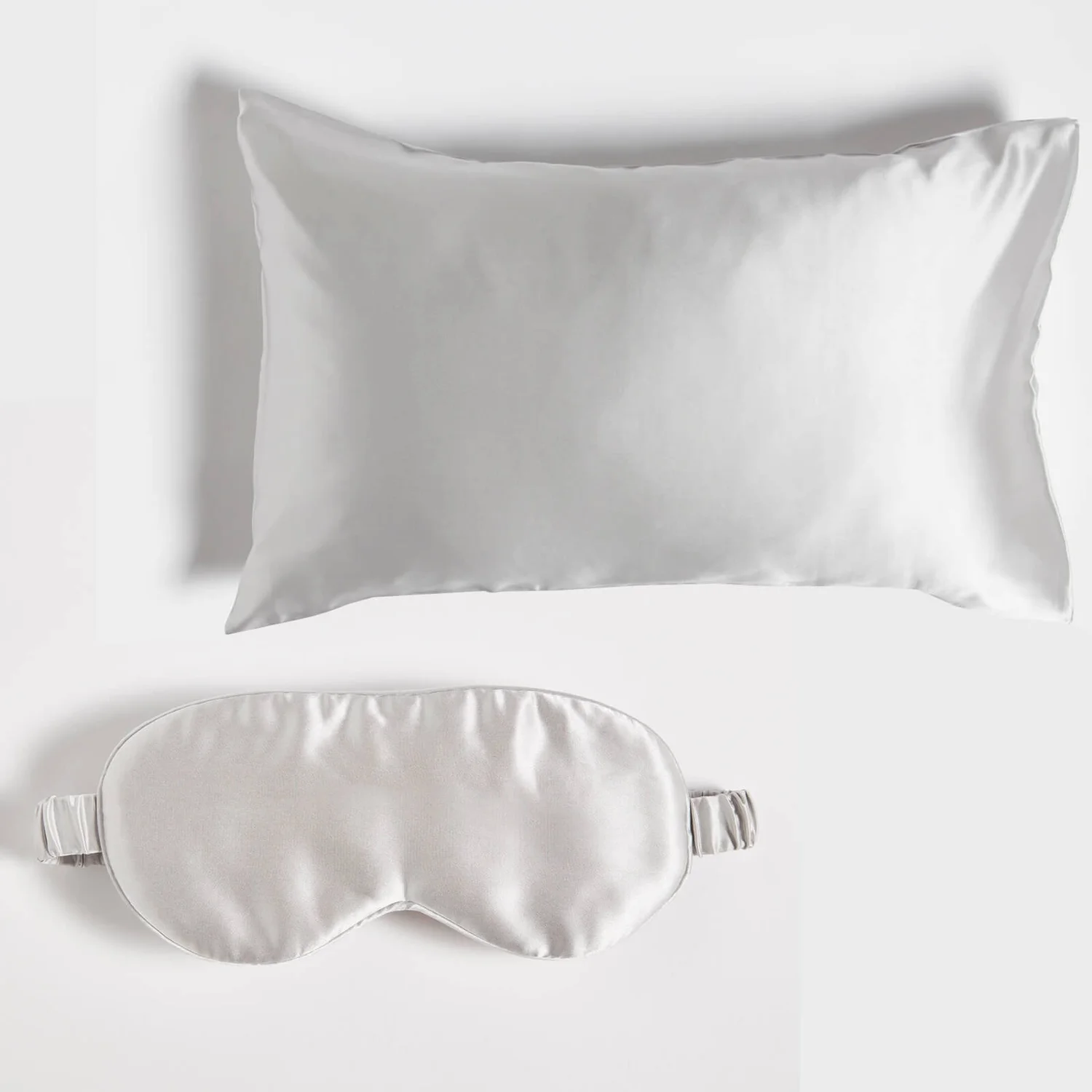 ïn home 100% Silk Pillowcase and Eye Mask Bundle - Silver