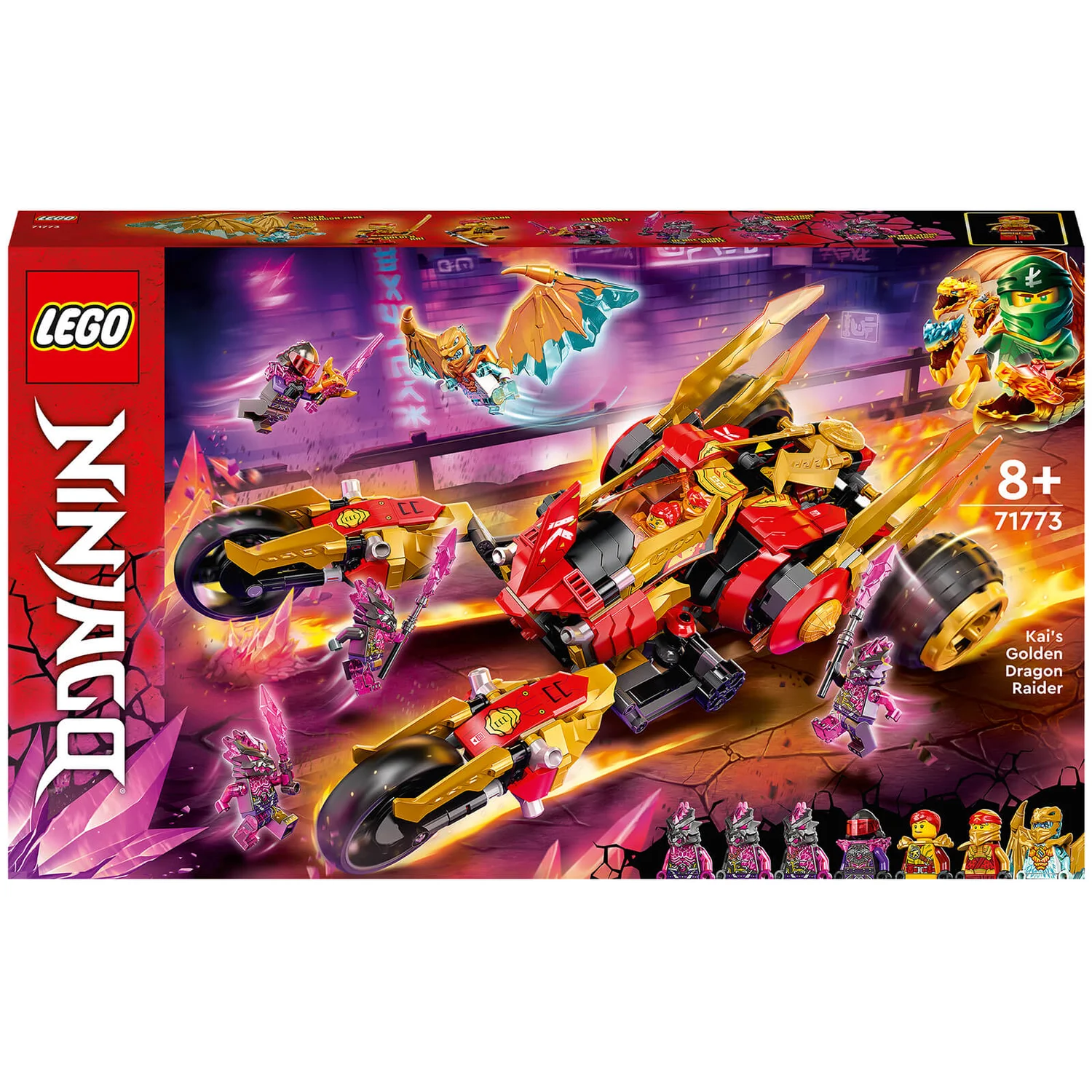 LEGO NINJAGO: Kai’s Golden Dragon Raider Car Toy Set (71773)