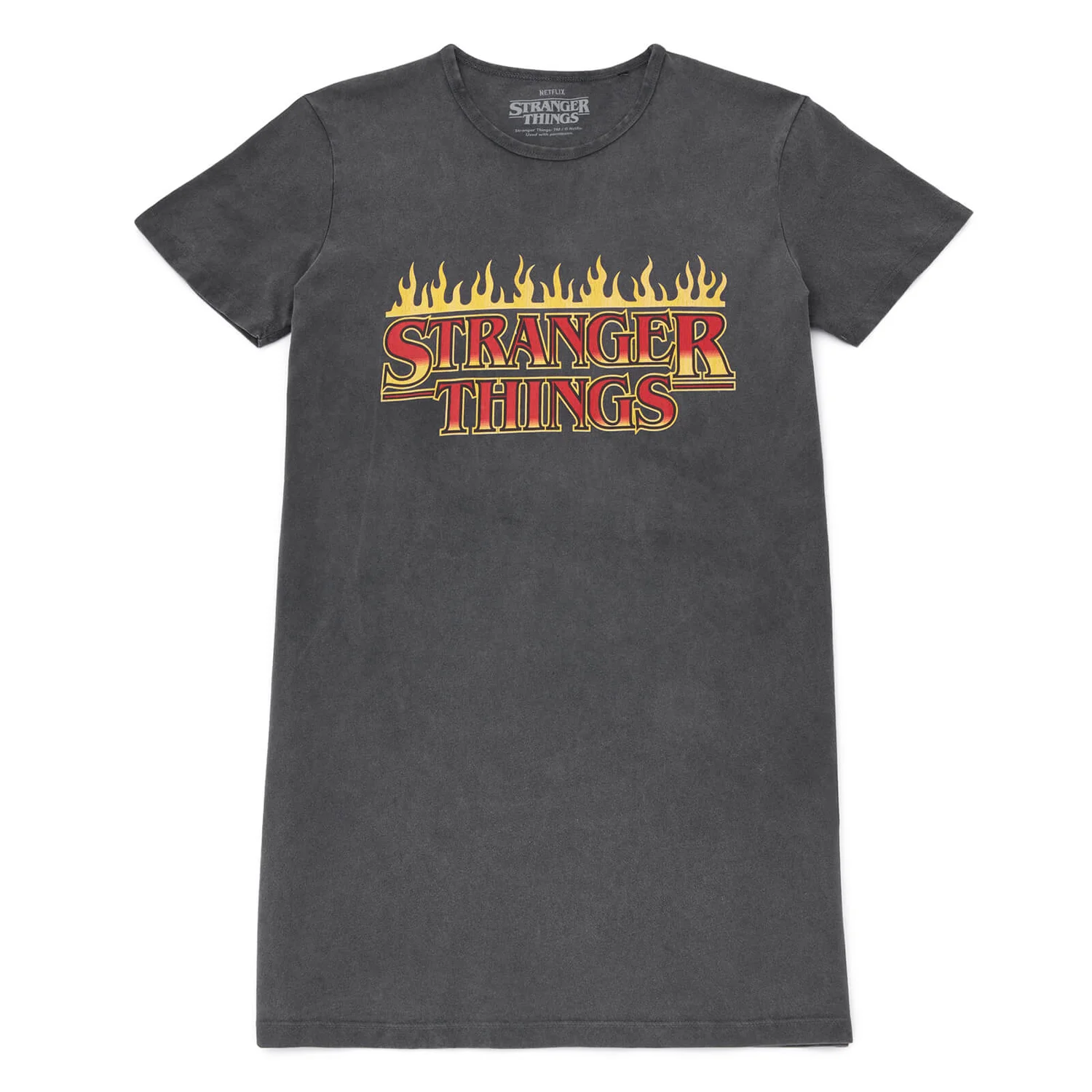 Stranger Things ST Thrash Women's T-Shirt Dress - Black Acid Wash