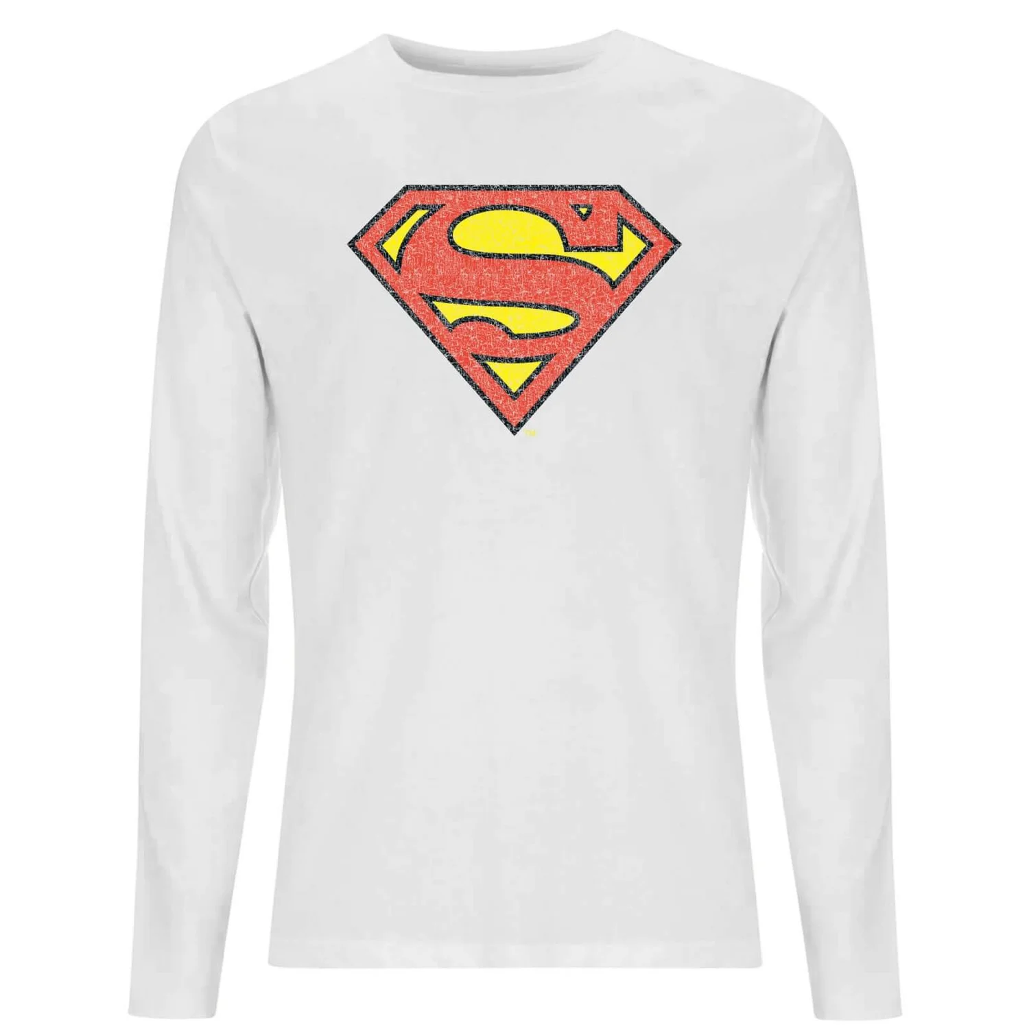 Official Superman Crackle Logo Men's Long Sleeve T-Shirt - White