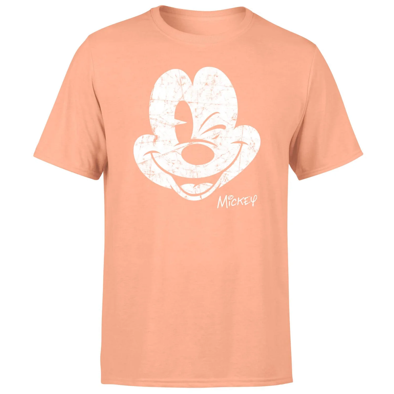 Mickey Mouse Worn Face Men's T-Shirt - Coral