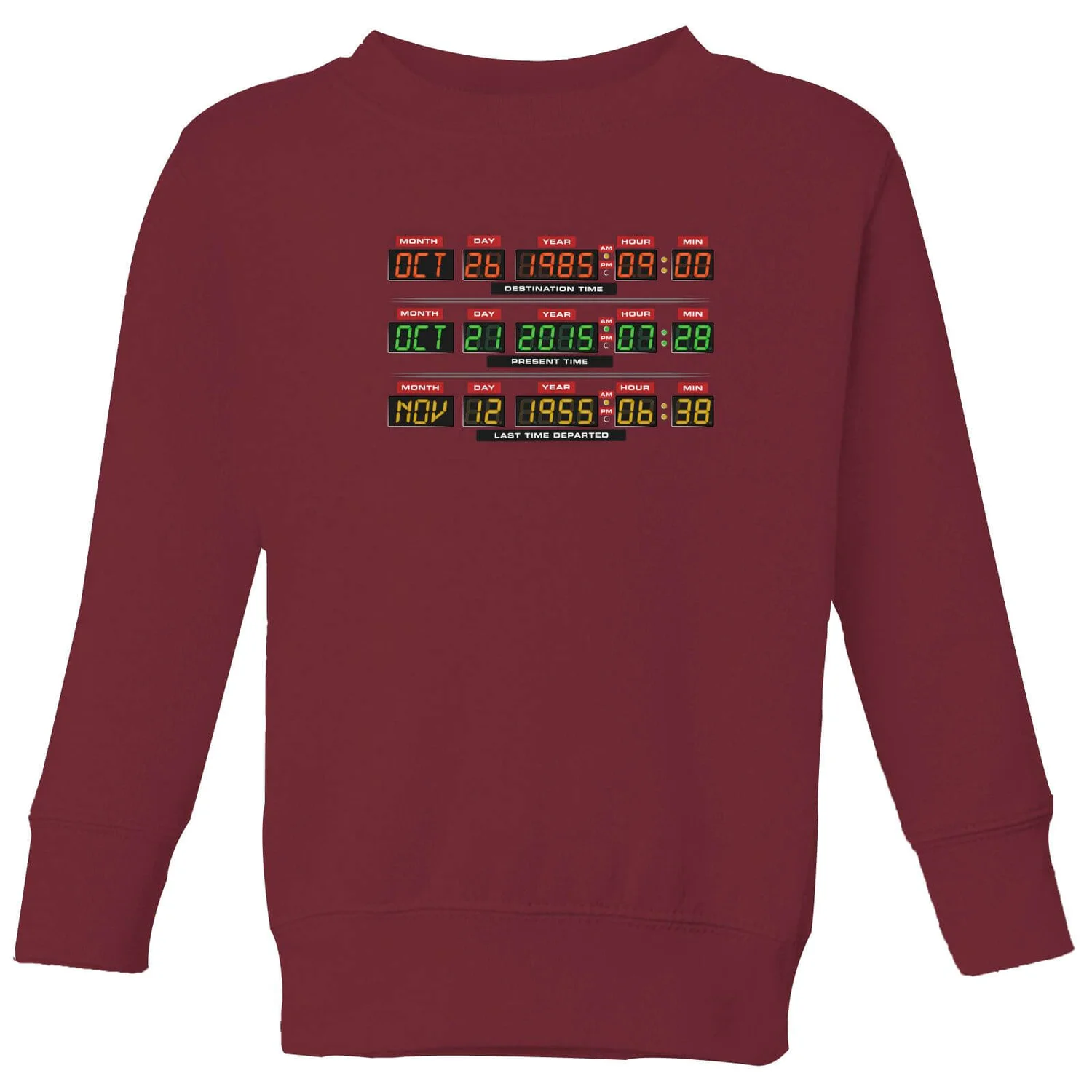 Back To The Future Destination Clock Kids' Sweatshirt - Burgundy