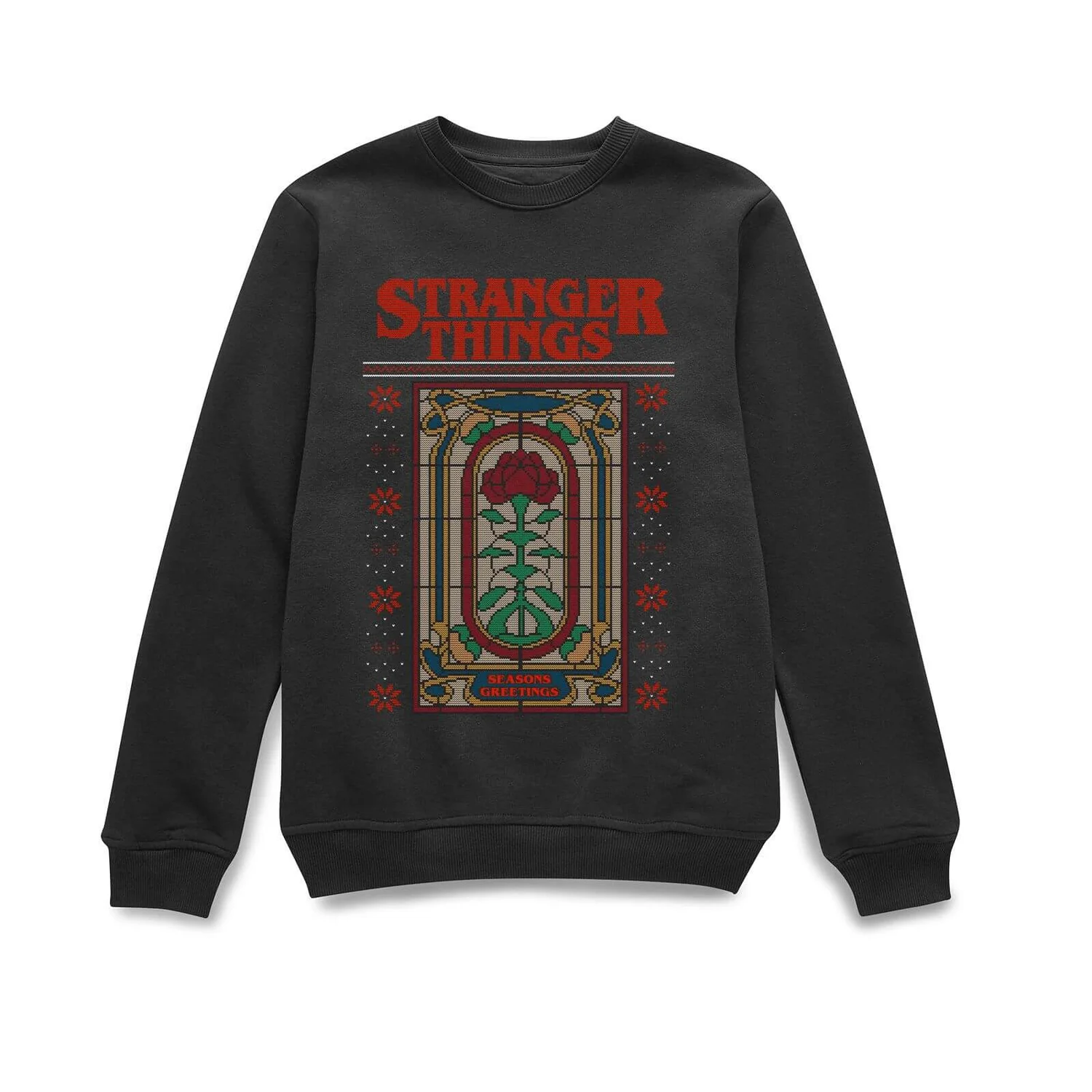 Stranger Things Creel House Window Weihnachtspullover – Schwarz