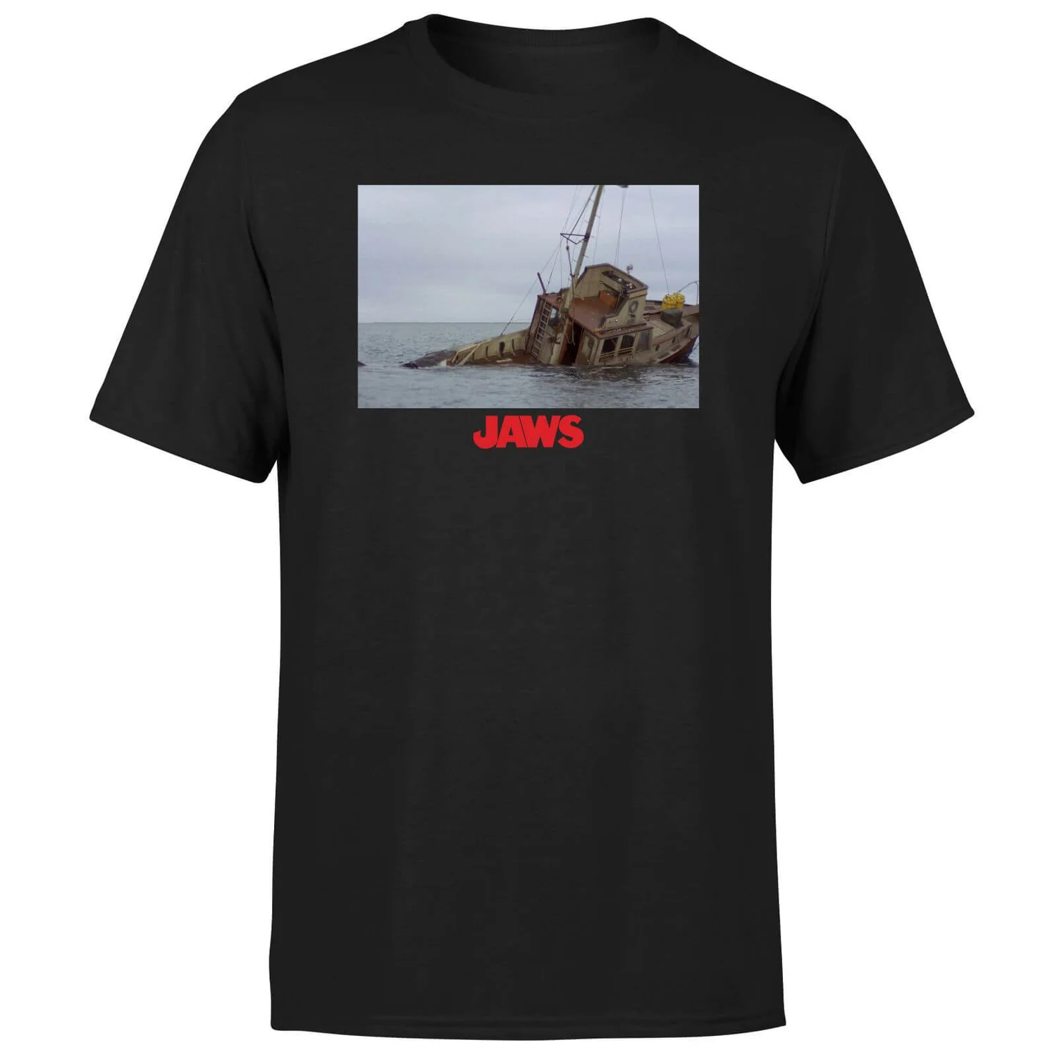 Jaws Sinking Boat Scene Unisex T-Shirt - Black