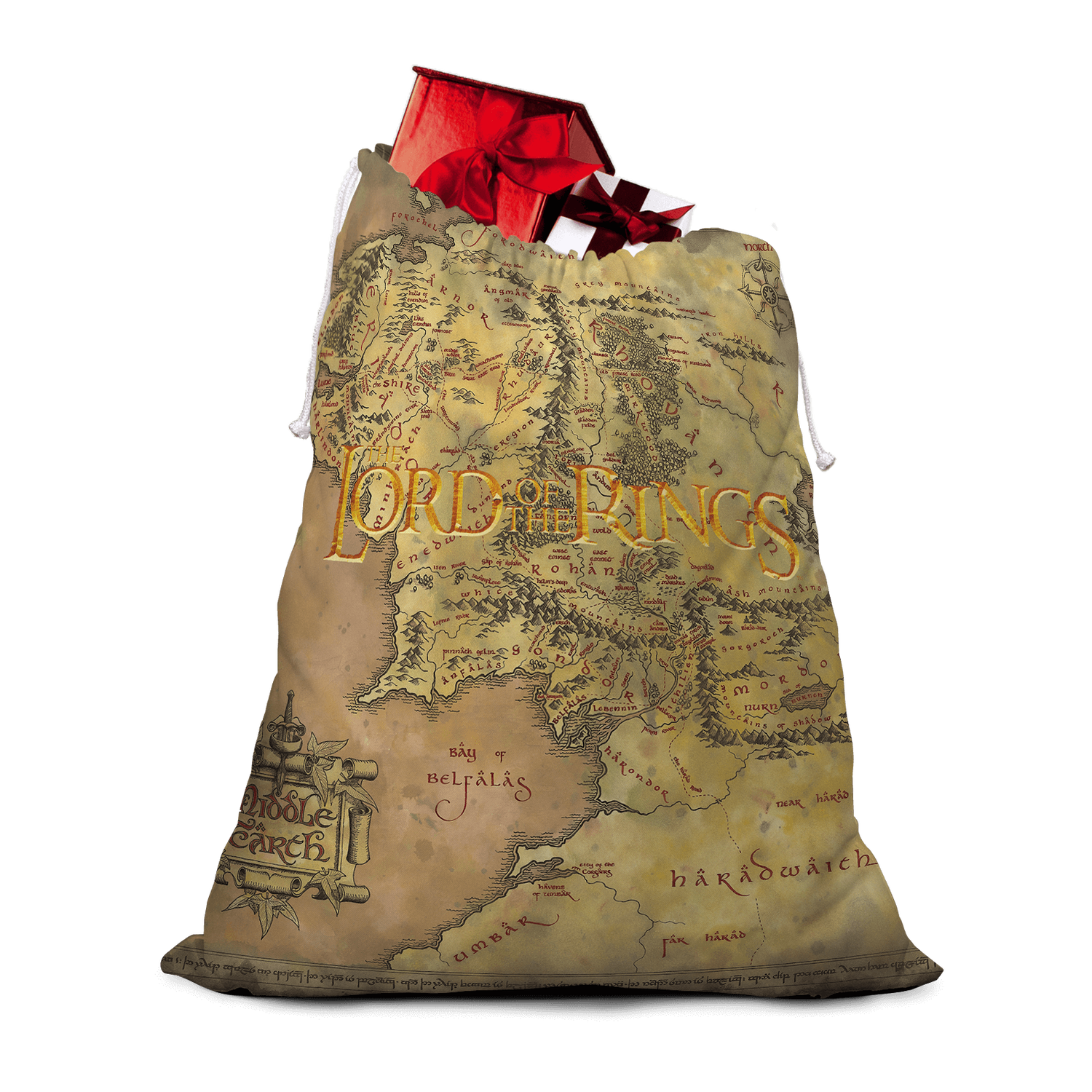 Lord Of The Rings Middle Earth Map Christmas Santa Sack
