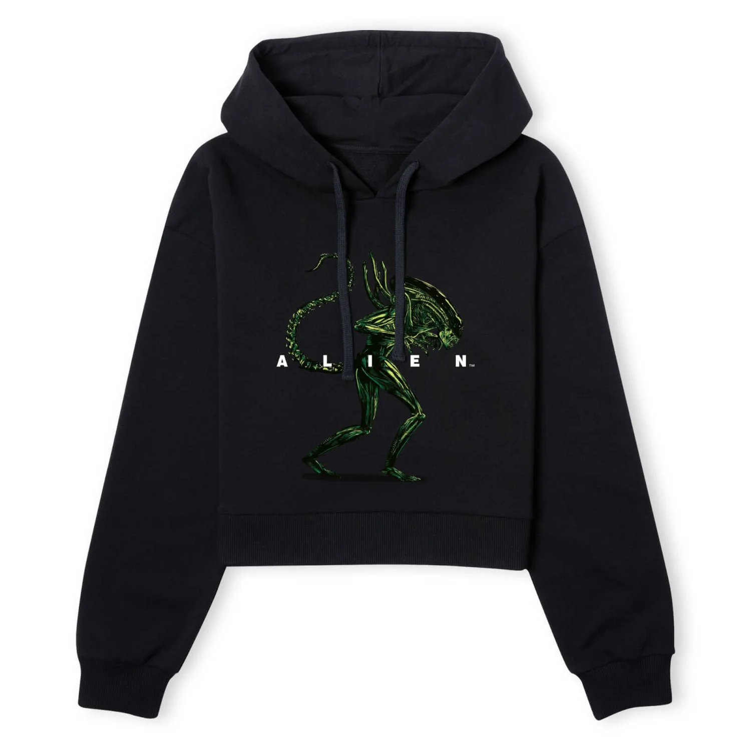 Alien Full Side Women's Cropped Hoodie - Black