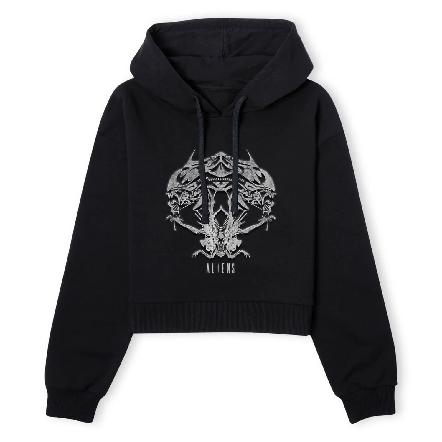 Alien Tribal Women's Cropped Hoodie - Black