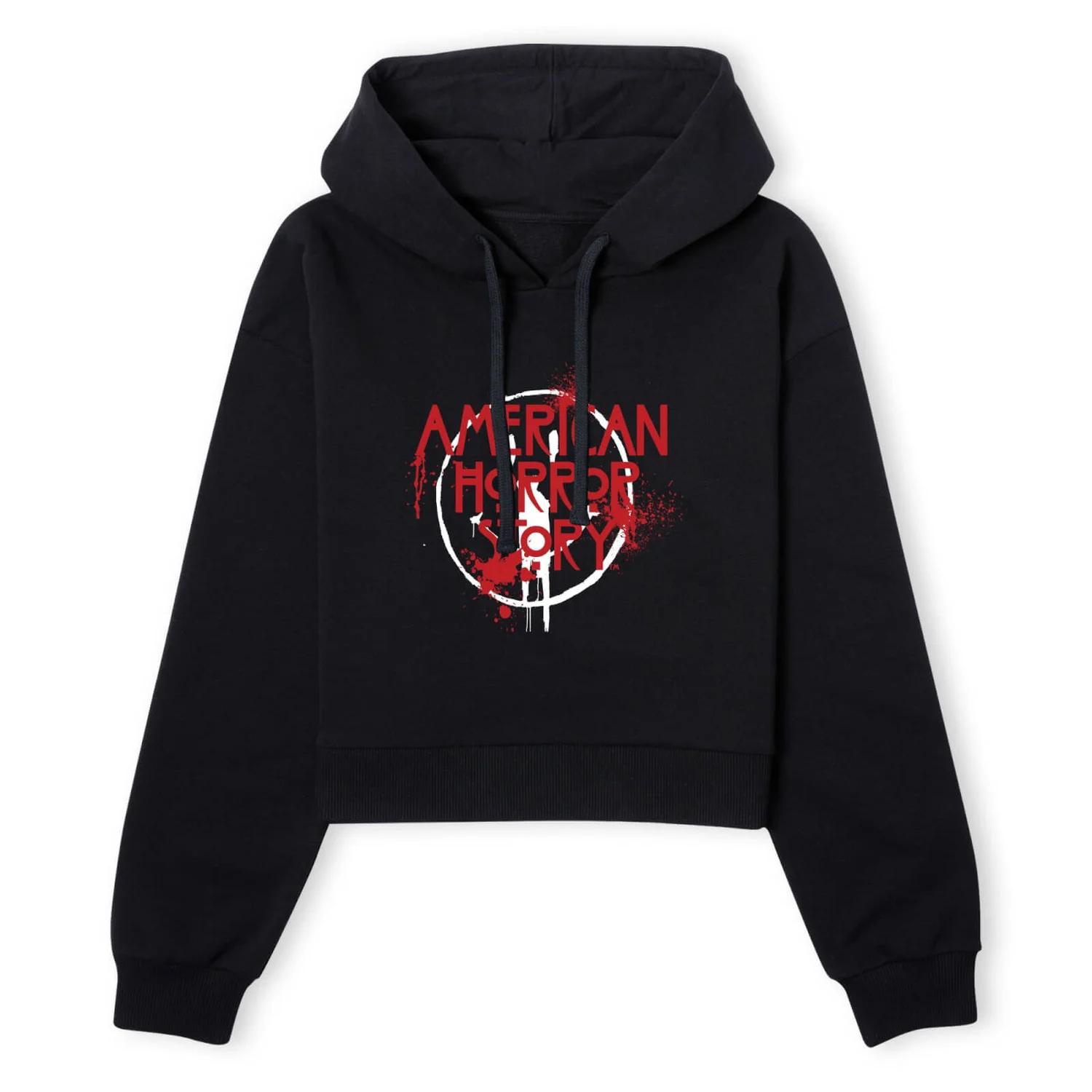 American Horror Story Smiley Splatter Women's Cropped Hoodie - Black