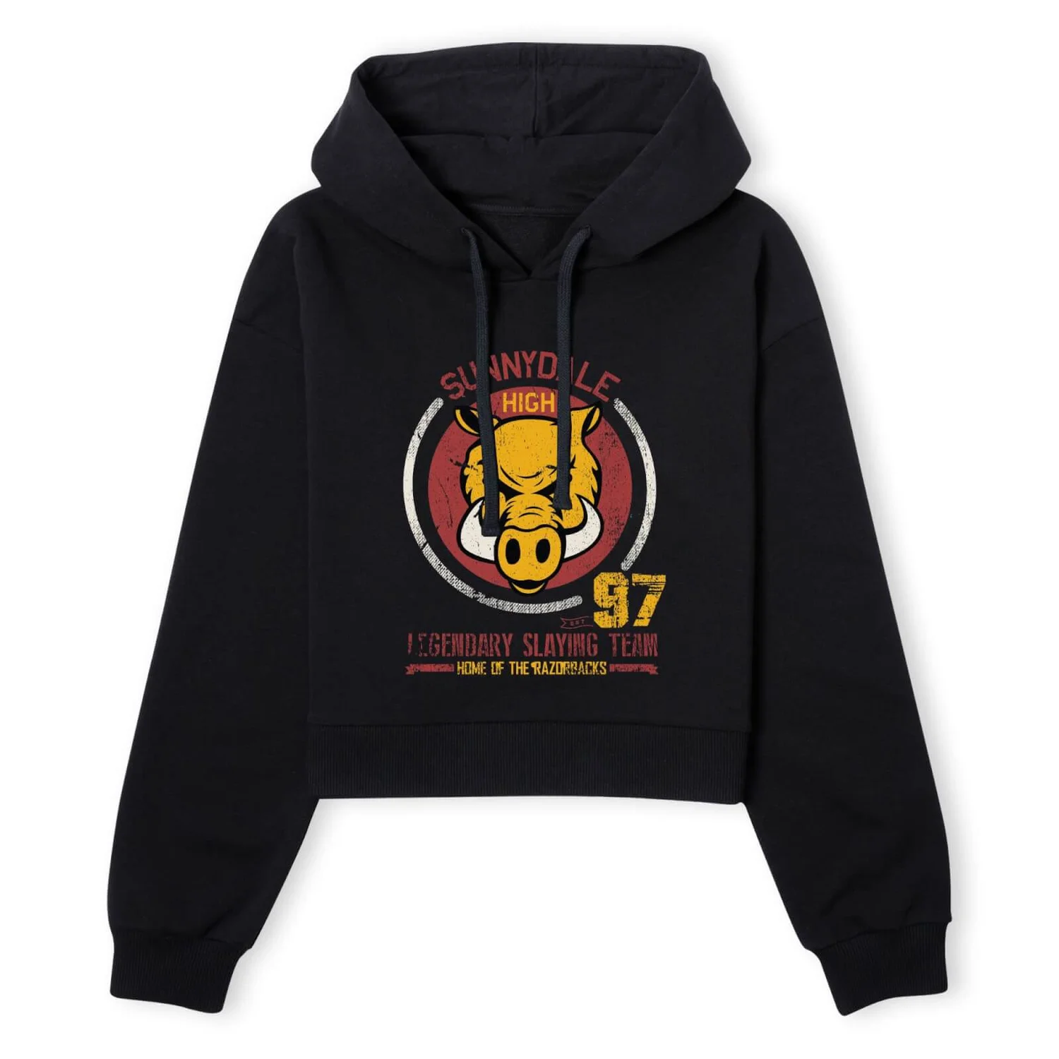 Buffy The Vampire Slayer Sunnydale High Varsity Women's Cropped Hoodie - Black
