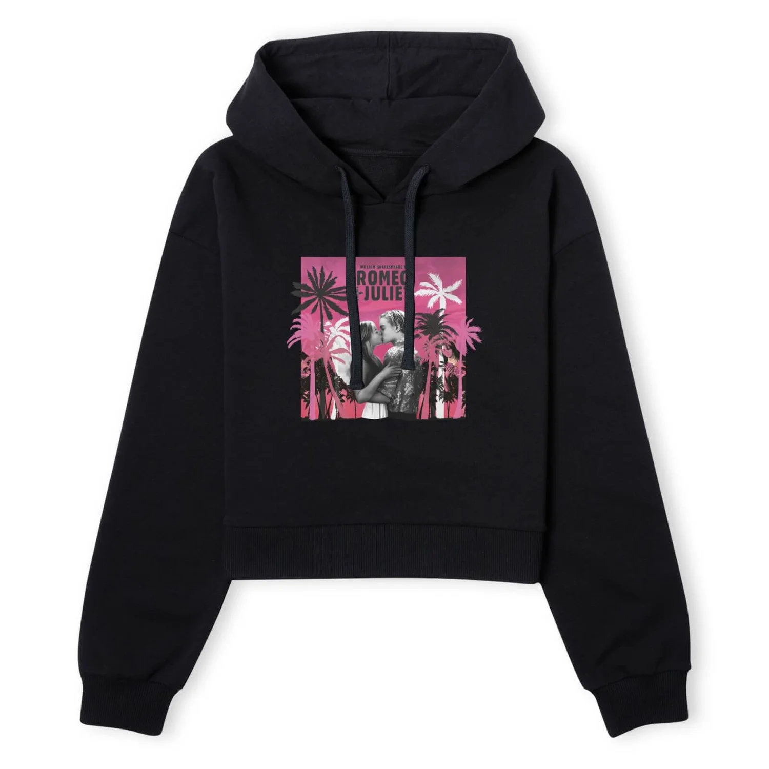 Romeo and Juliet Palmtree Women's Cropped Hoodie - Black