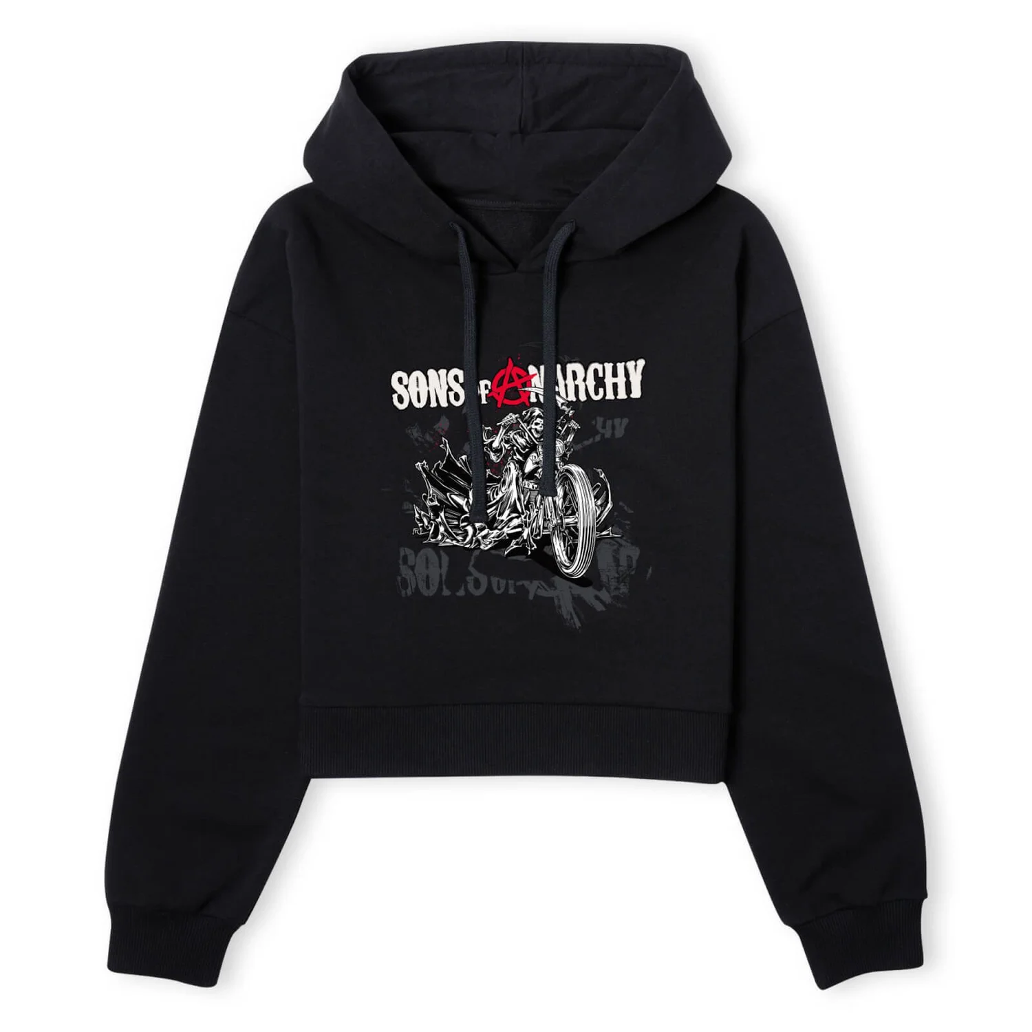 Sons of Anarchy Motorbike Reaper Women's Cropped Hoodie - Black