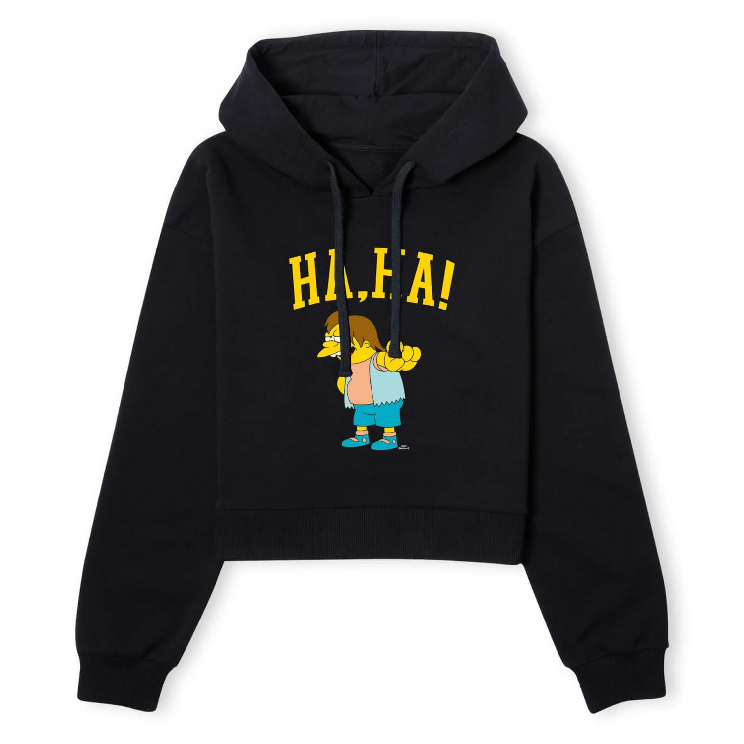 The Simpsons Nelson Ha Ha Women's Cropped Hoodie - Black