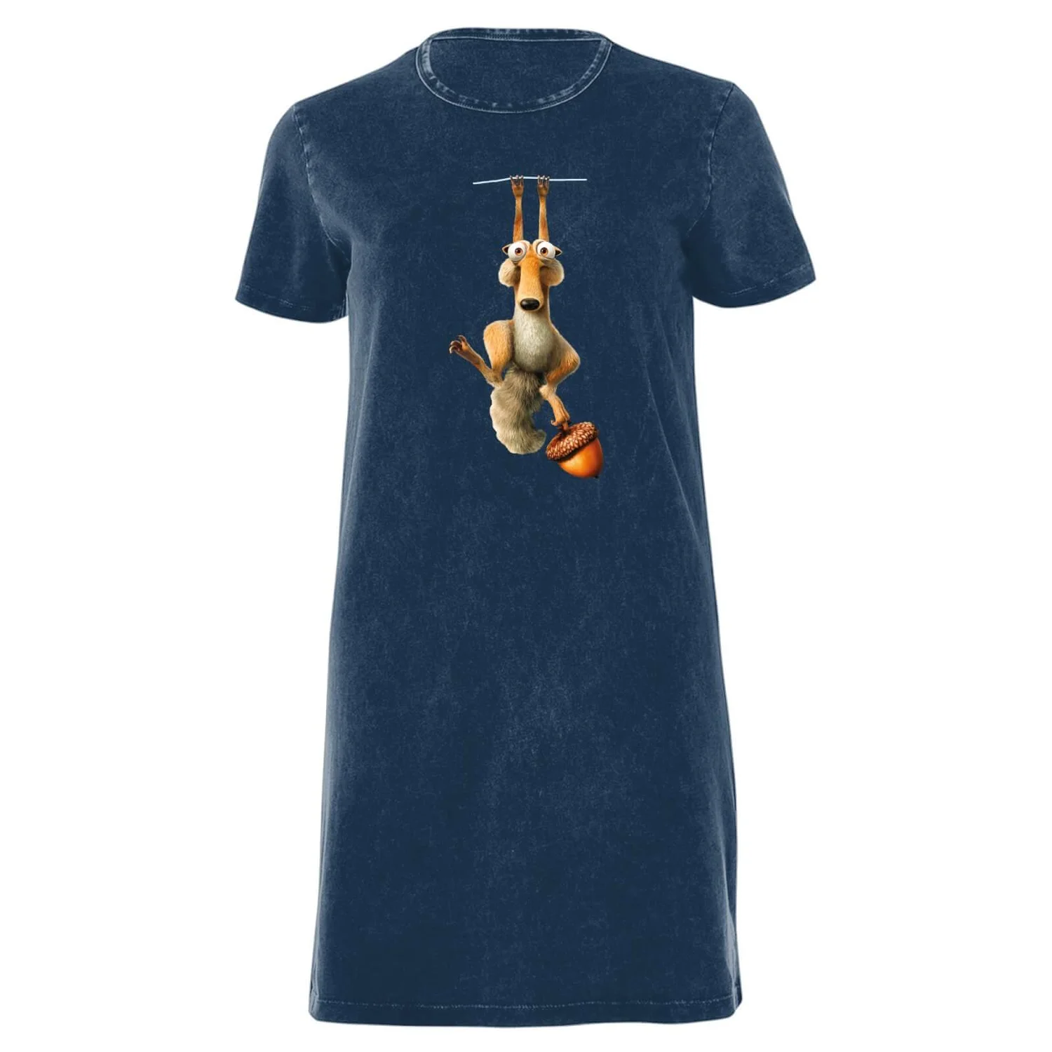 Ice Age Scrat Women's T-Shirt Dress - Navy Acid Wash