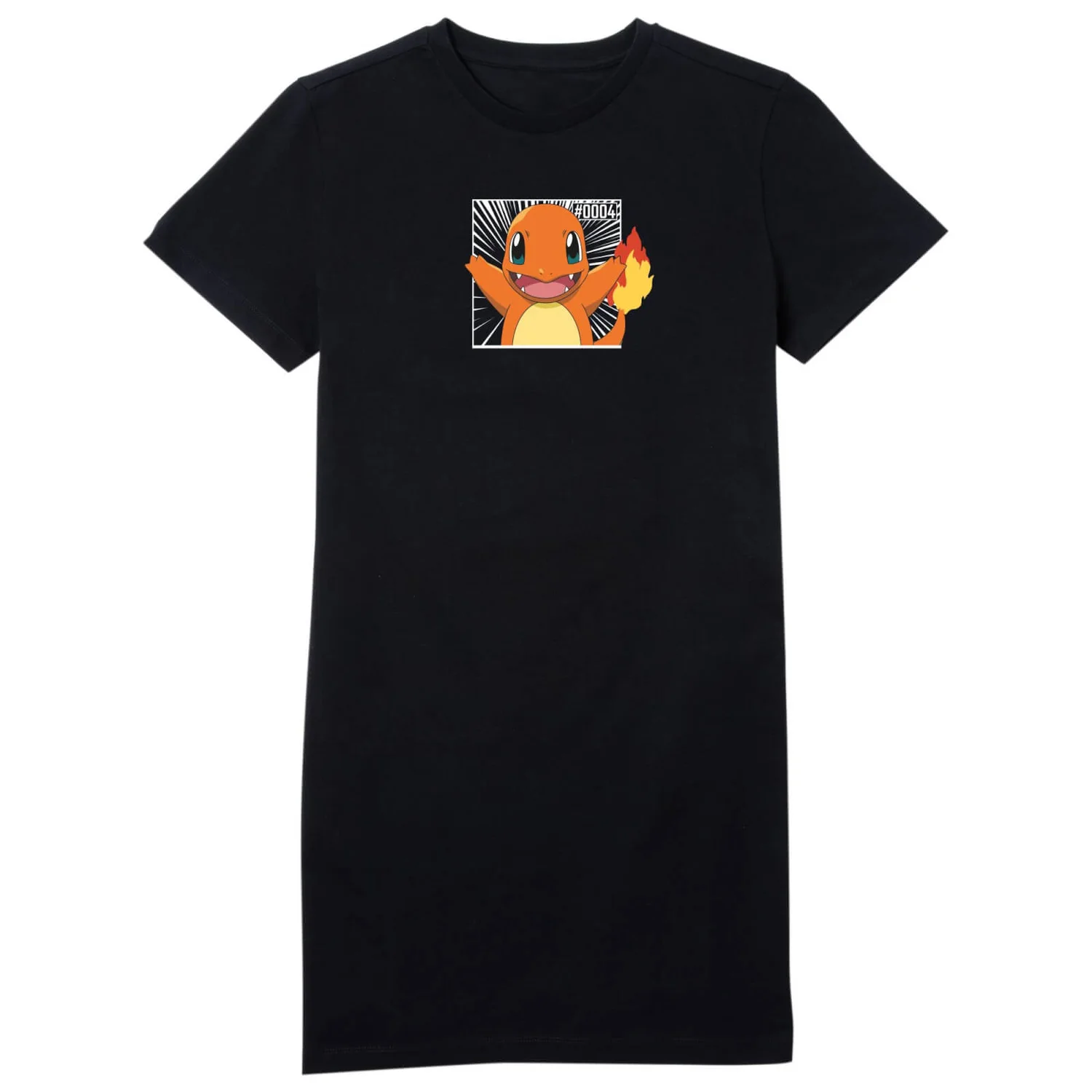Pokémon Pokédex Charmander #0004 Women's T-Shirt Dress - Black