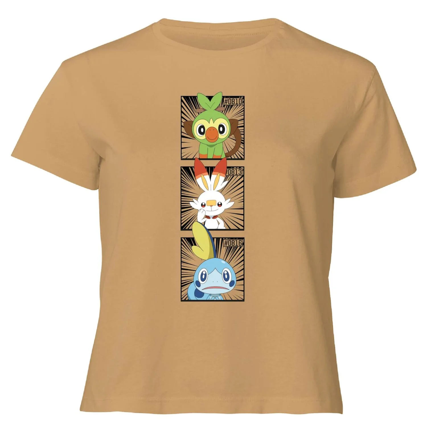 Pokemon Generation 8 Starters Women's Cropped T-Shirt - Tan