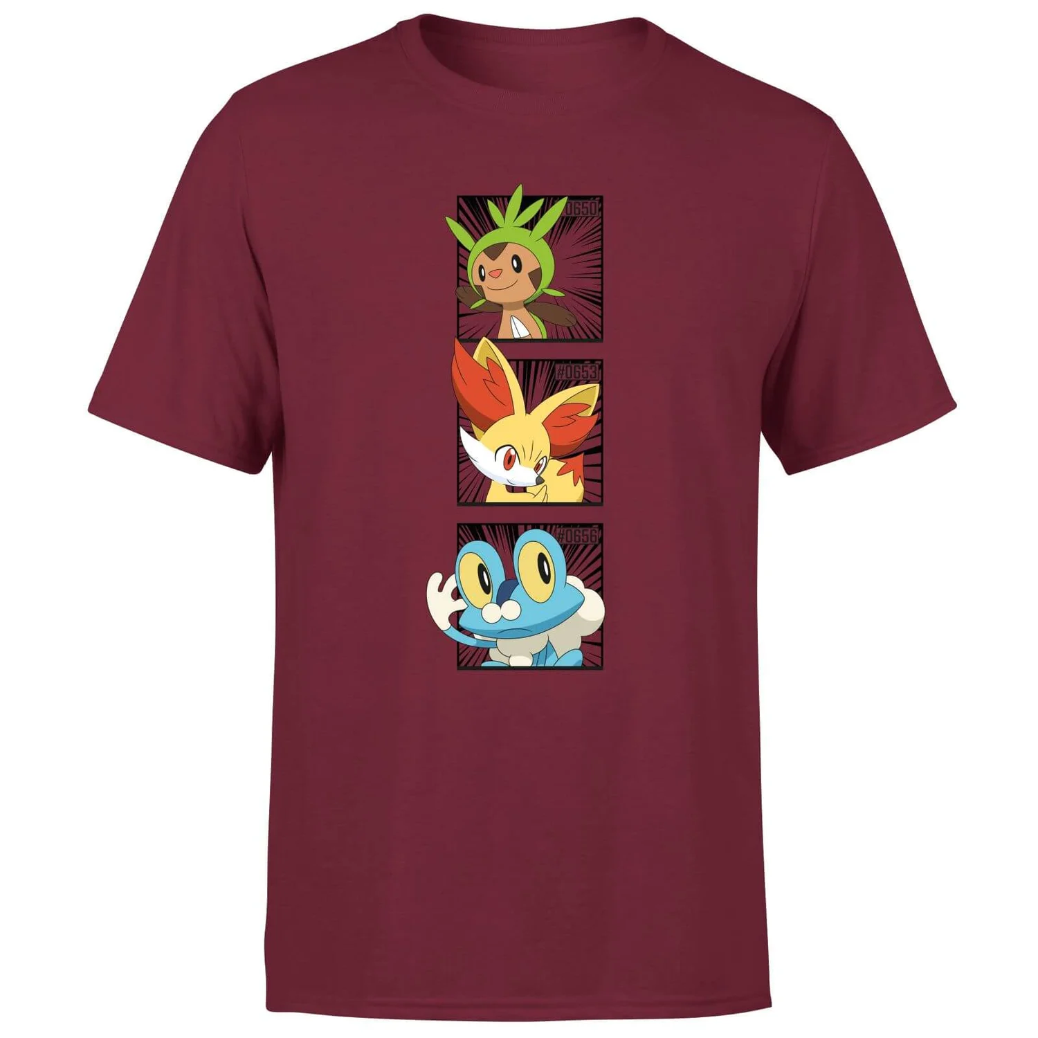 Pokemon Generation 6 Starters Men's T-Shirt - Burgundy