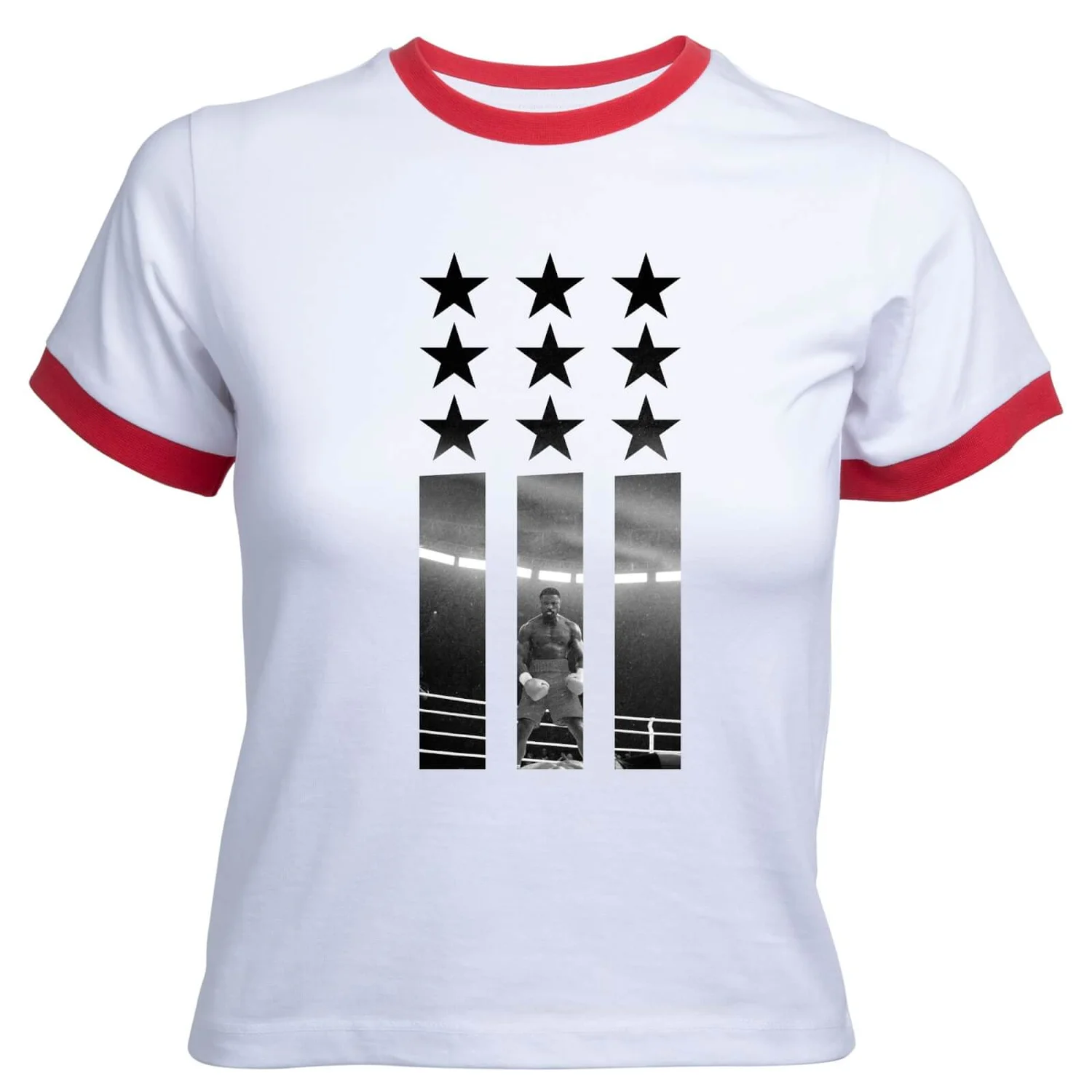Creed Poster Stars Women's Cropped Ringer T-Shirt - White Red