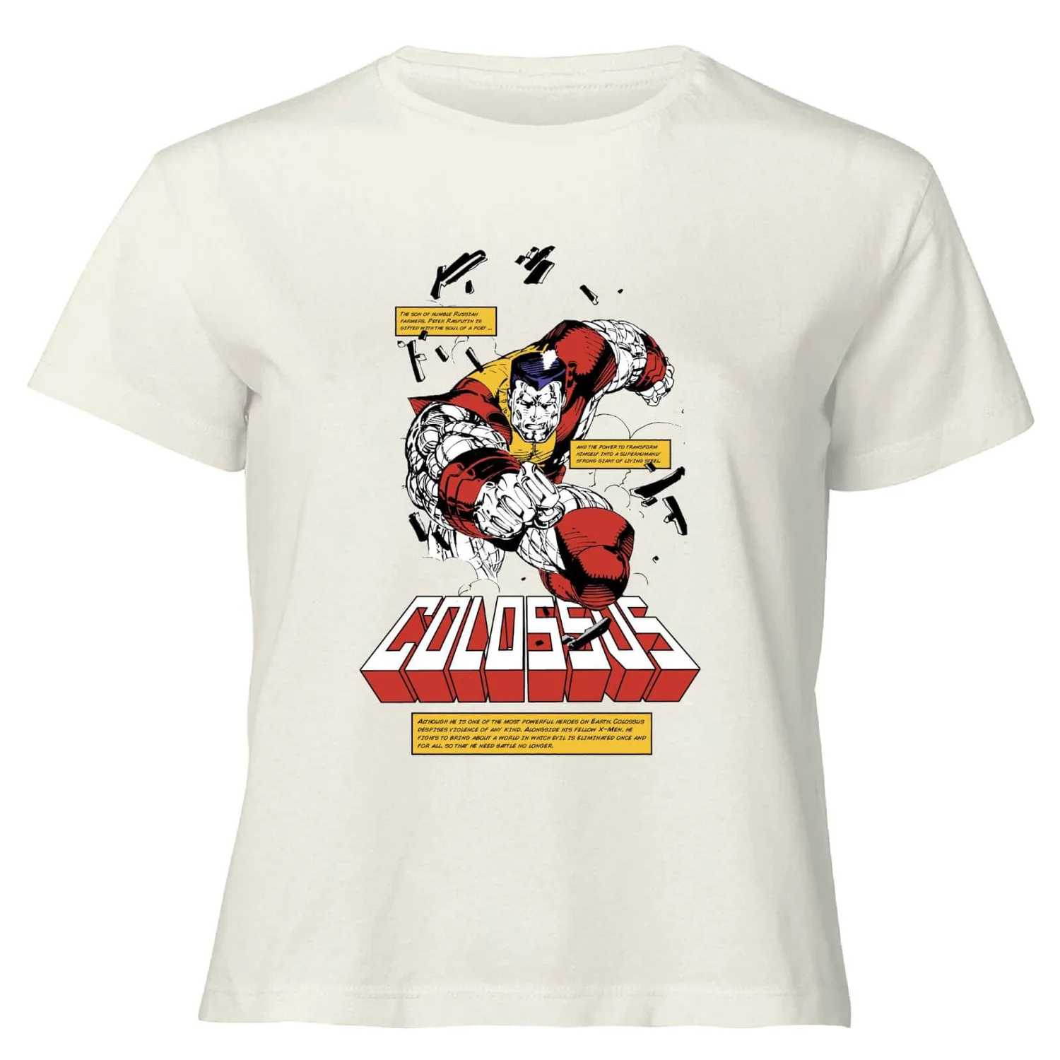 X-Men Colossus Bio Women's Cropped T-Shirt - Cream