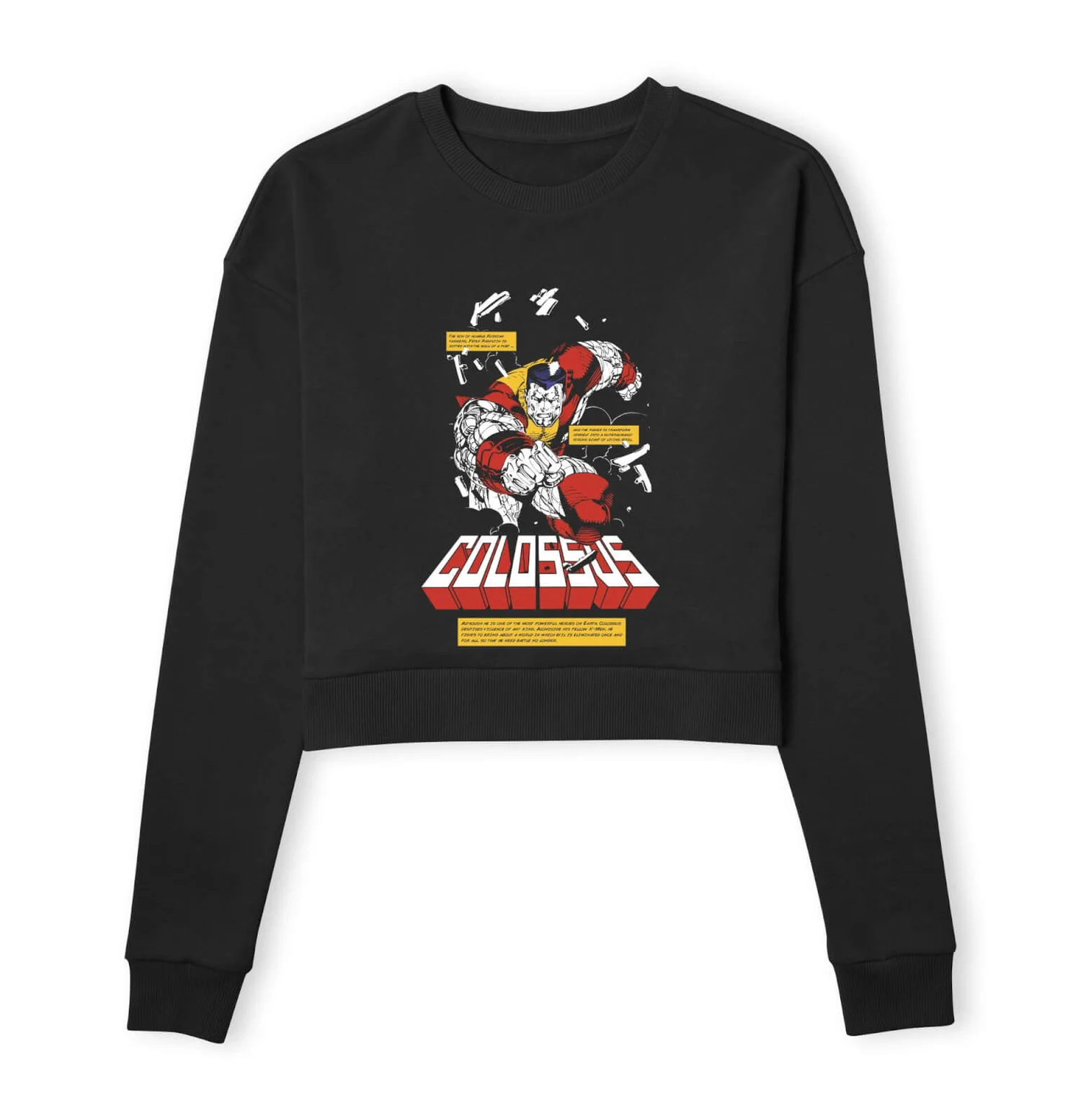 X-Men Colossus Bio Women's Cropped Sweatshirt - Black