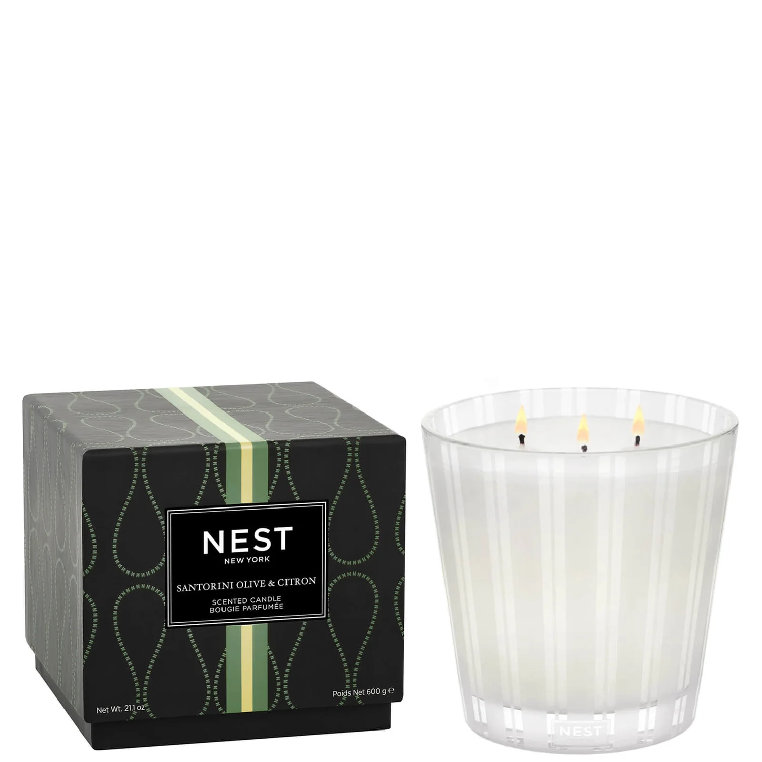 NEST New York Santorini Olive and Citron 3-Wick Candle 600g