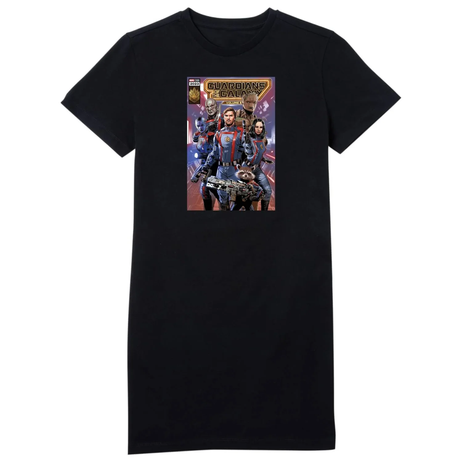 Guardians of the Galaxy Photo Comic Cover Women's T-Shirt Dress - Black
