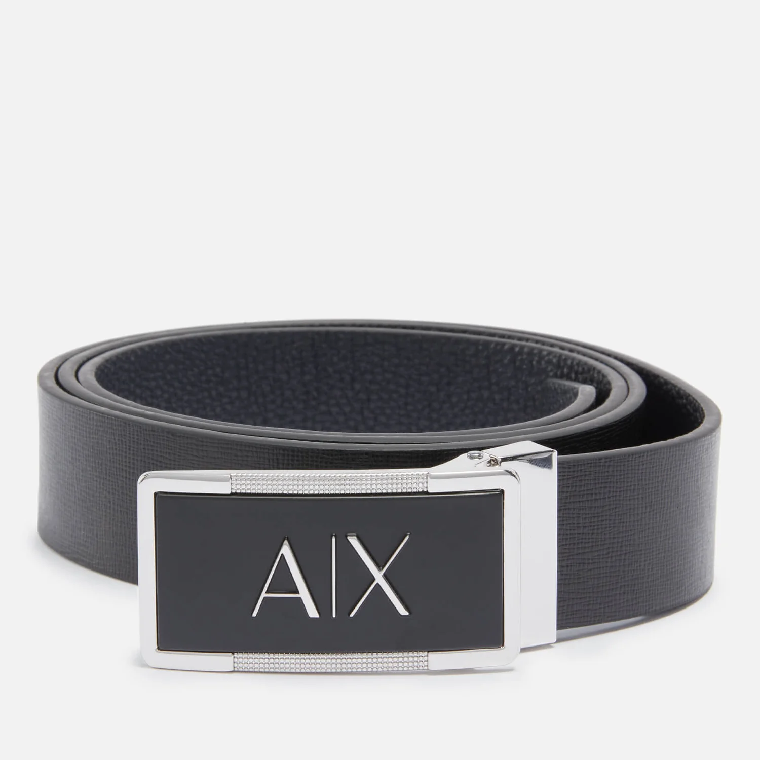 Armani Exchange Double Silver Buckle Leather Belt
