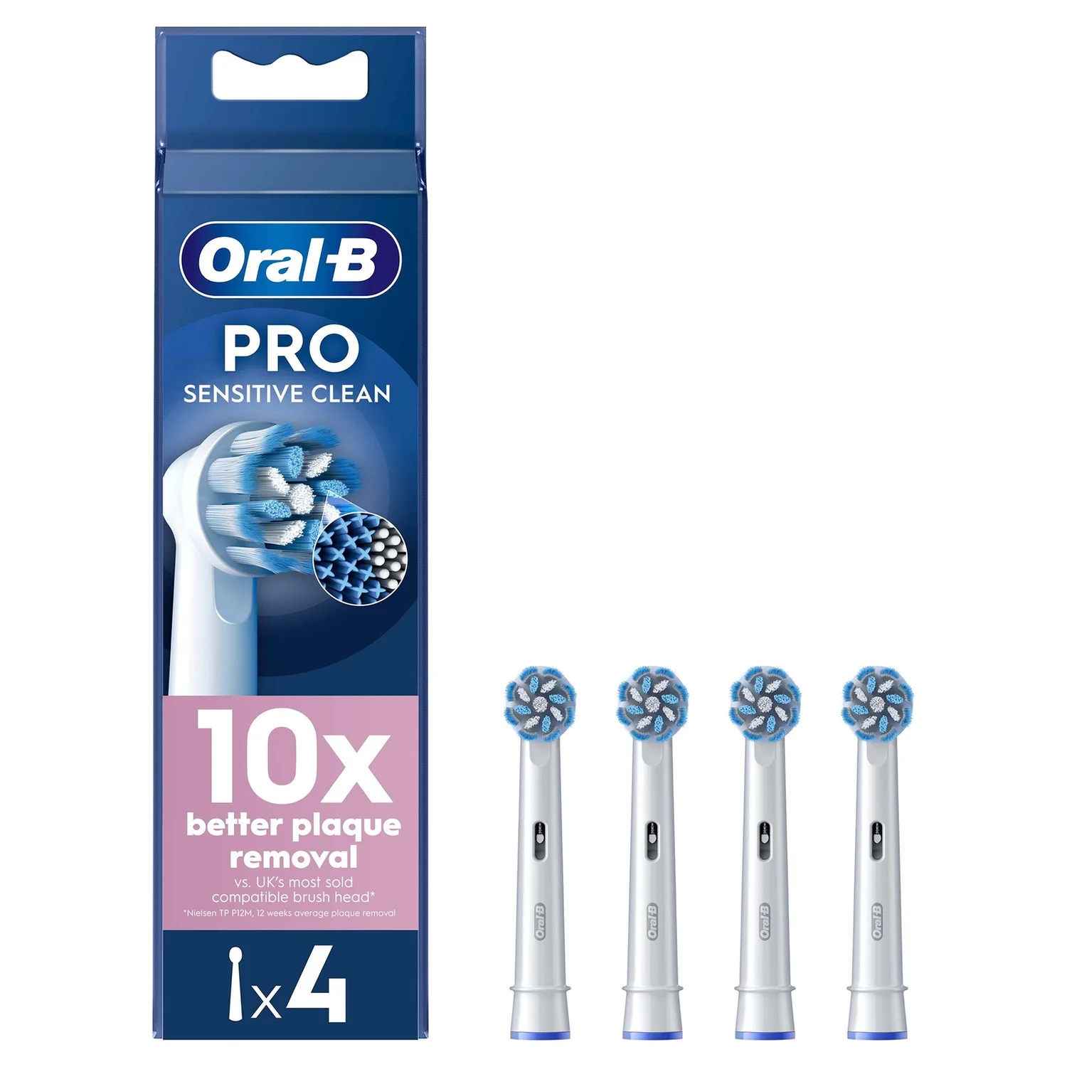 Oral B Sensitive Clean White Toothbrush Head - Pack of 4 Counts