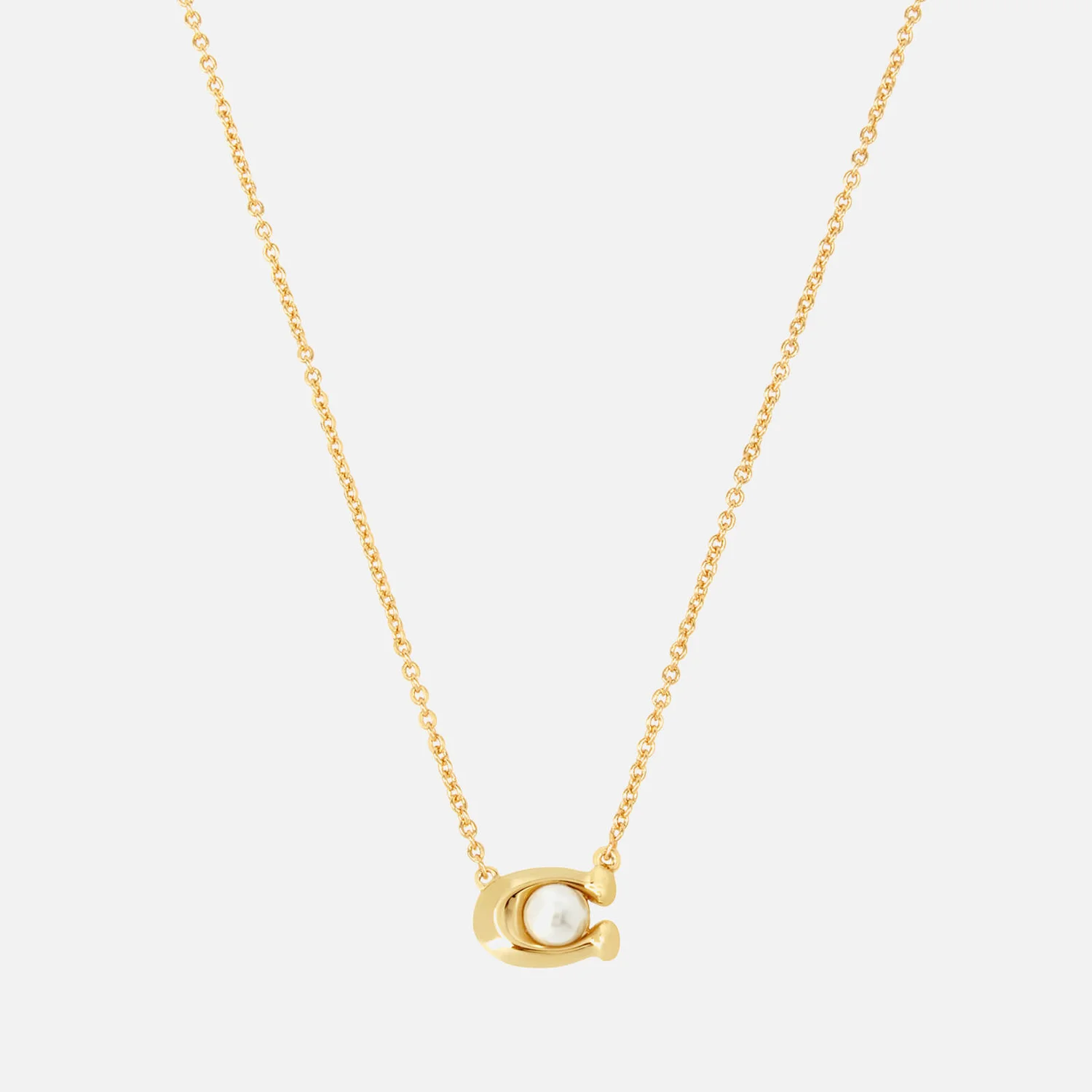 Coach Pearl Signature Gold-Tone Pendant Necklace