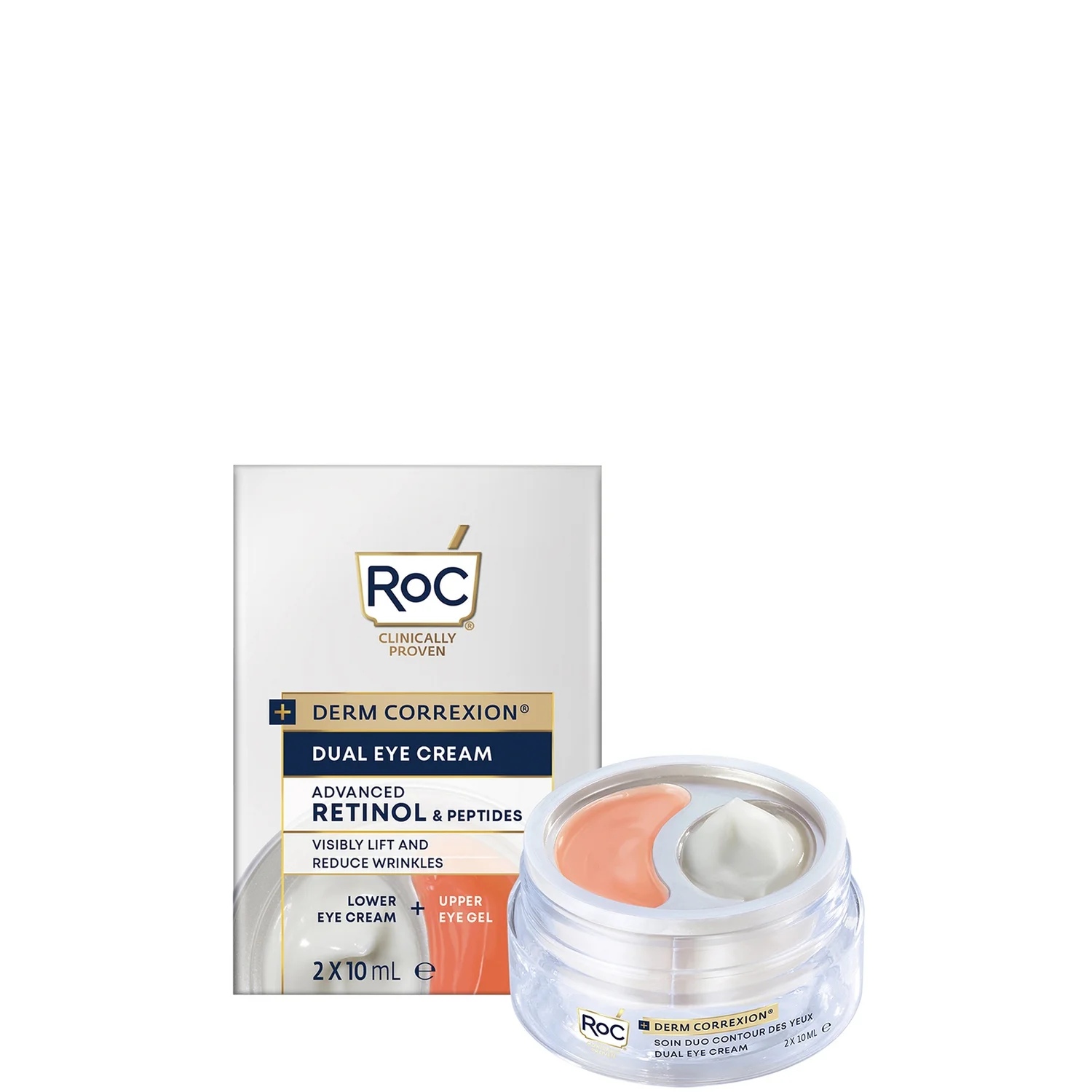 ثنائي كريم ديرم كوريكسيون للعين من RoC Skincare (عدد 2 × 10 مل)