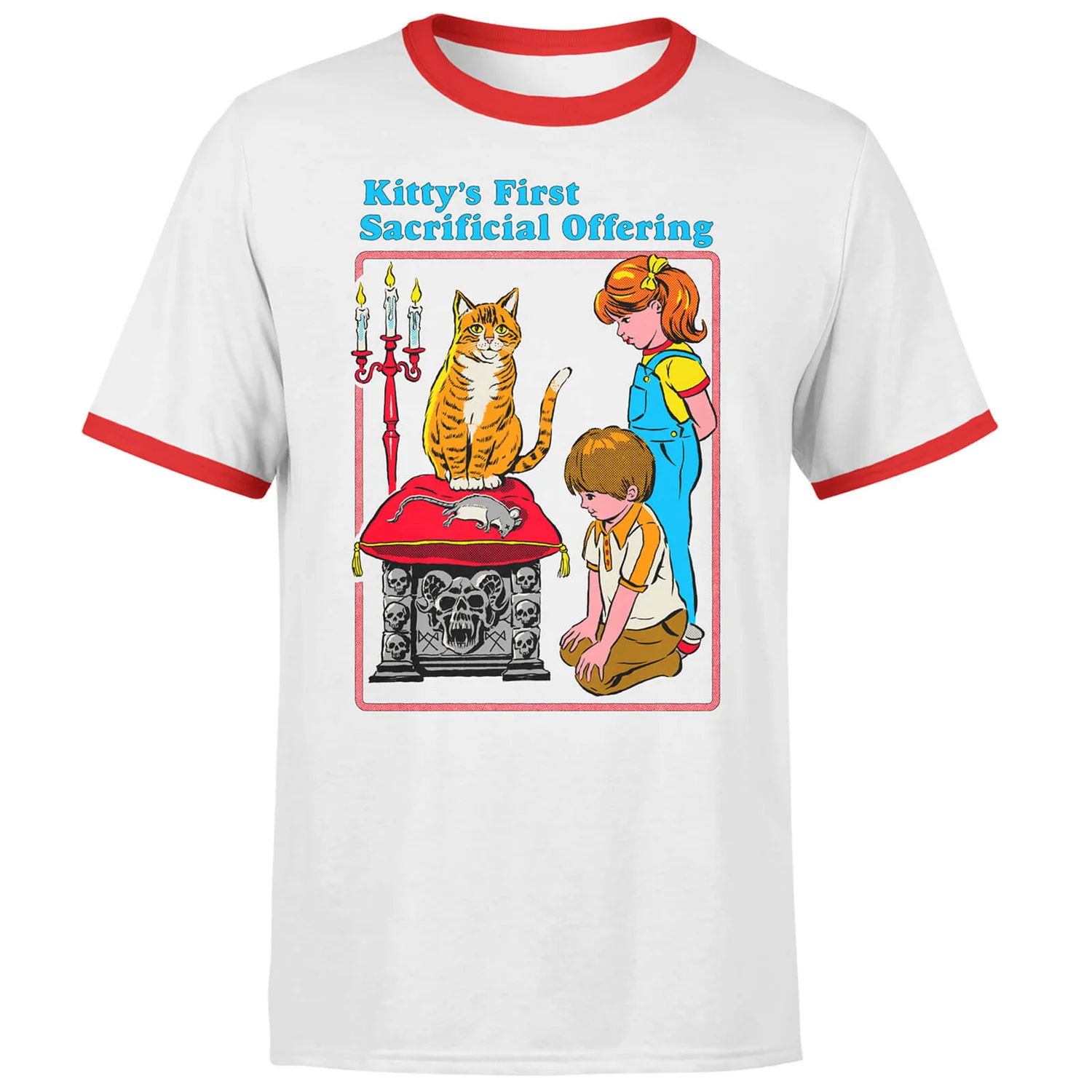 Steven Rhodes Kitty's First Sacrificial Offering Unisex Ringer T-Shirt - White/Red