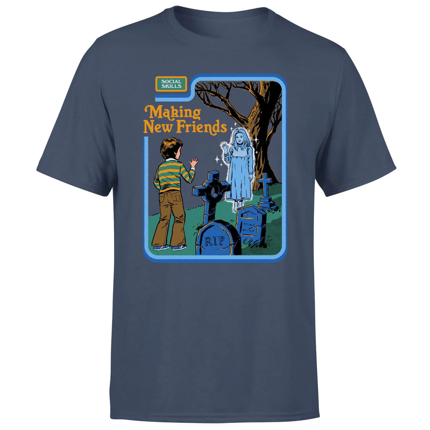 Steven Rhodes Making New Friends Unisex T-Shirt - Navy