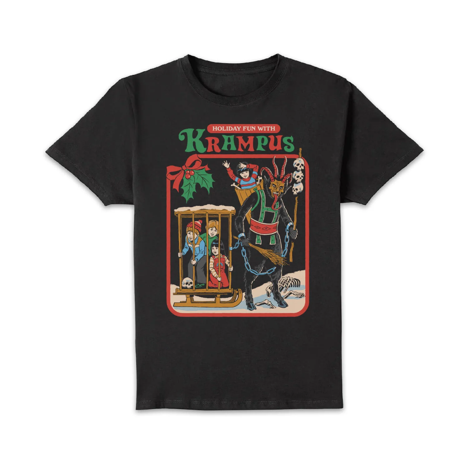 Steven Rhodes Holiday Fun With Krampus Unisex T-Shirt - Black