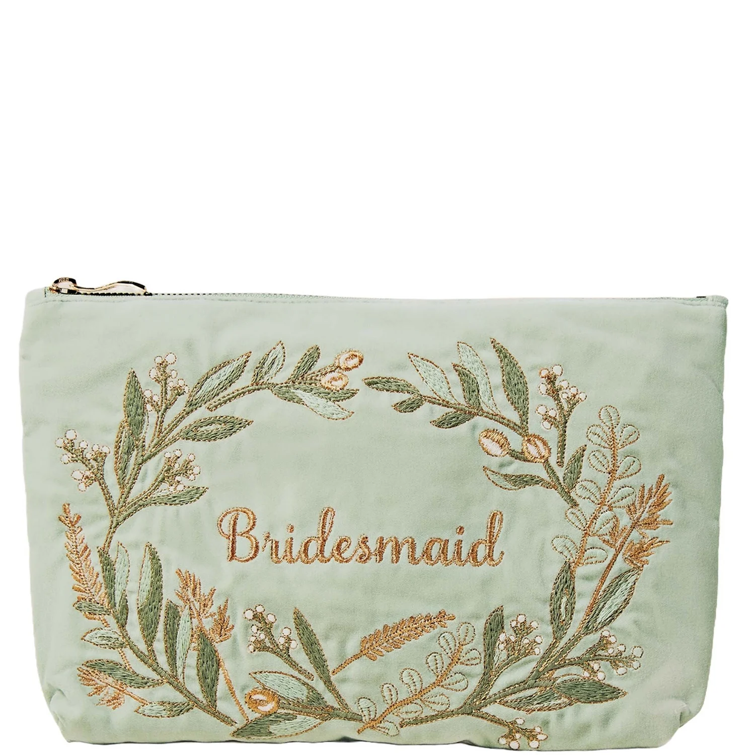 Elizabeth Scarlett Olive Branch Bridesmaid Sage Velvet Everyday Pouch