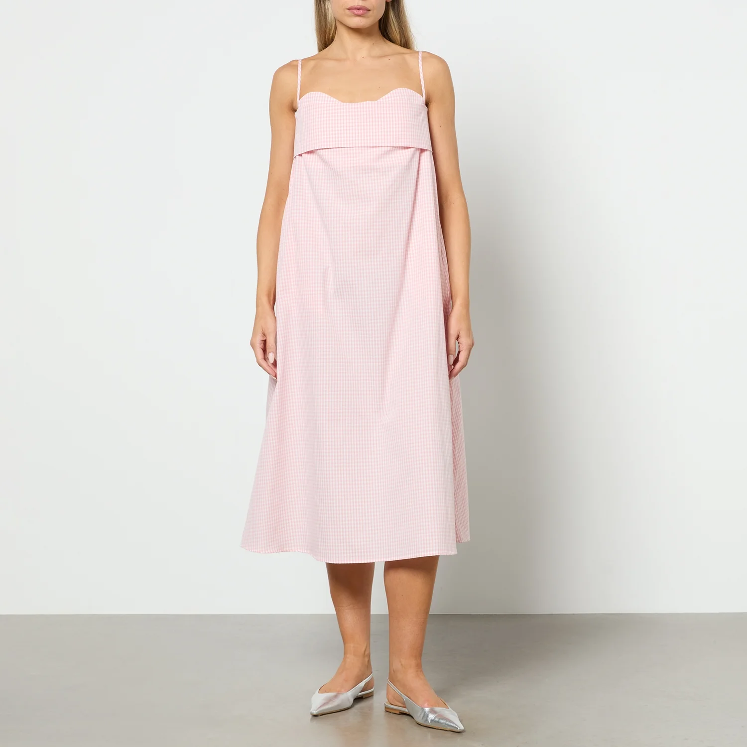 Toit Volant Verona Gingham Cotton Midi Dress - S