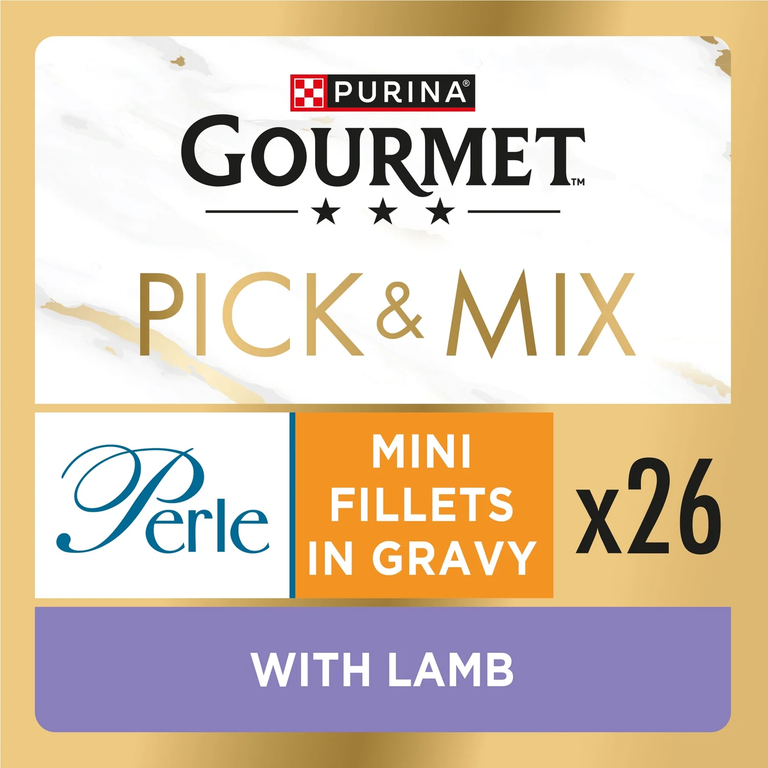 GOURMET Perle Mini Fillets in Gravy with Lamb Adult Wet Cat Food 26x85g