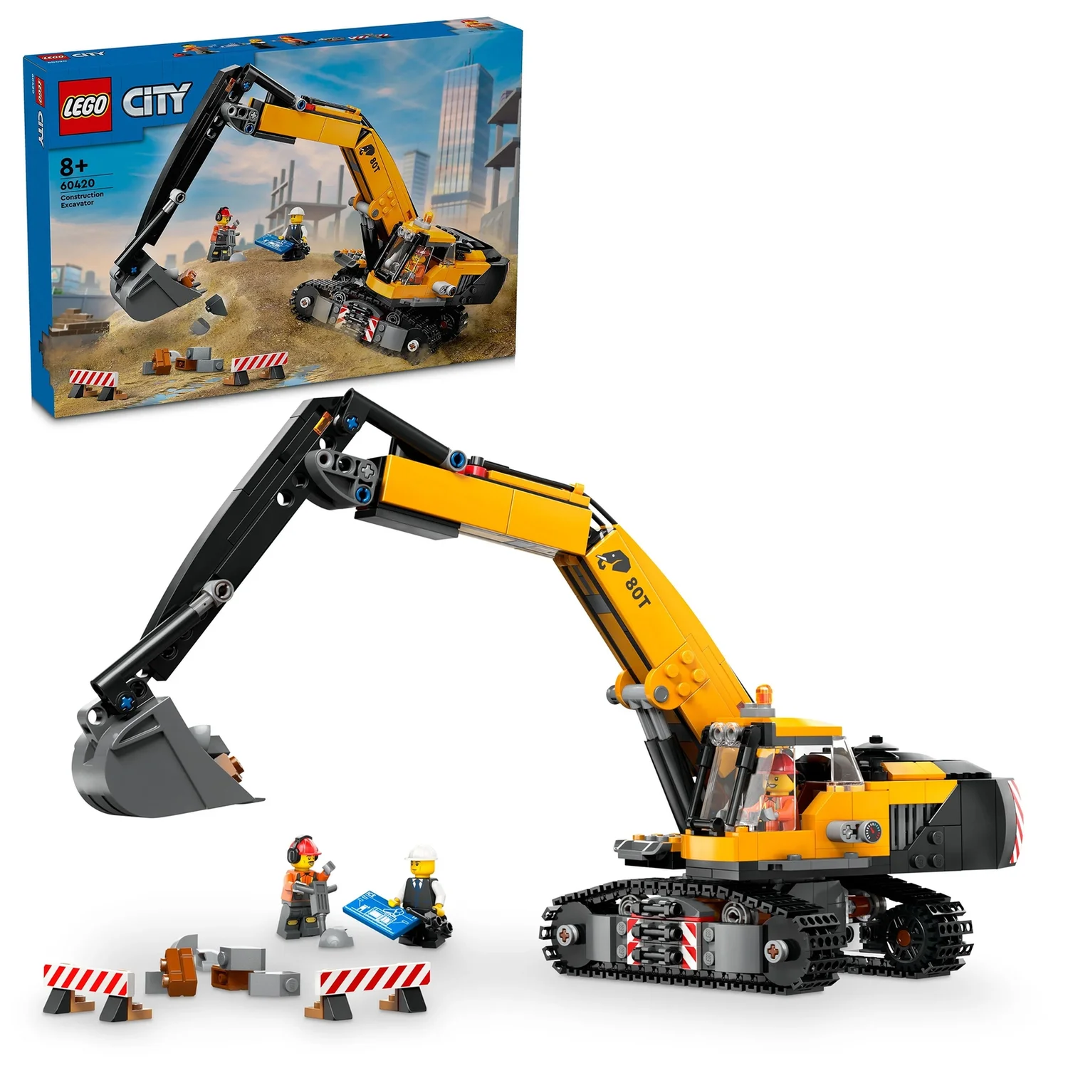 LEGO City Yellow Construction Excavator Digger Toy Set 60420